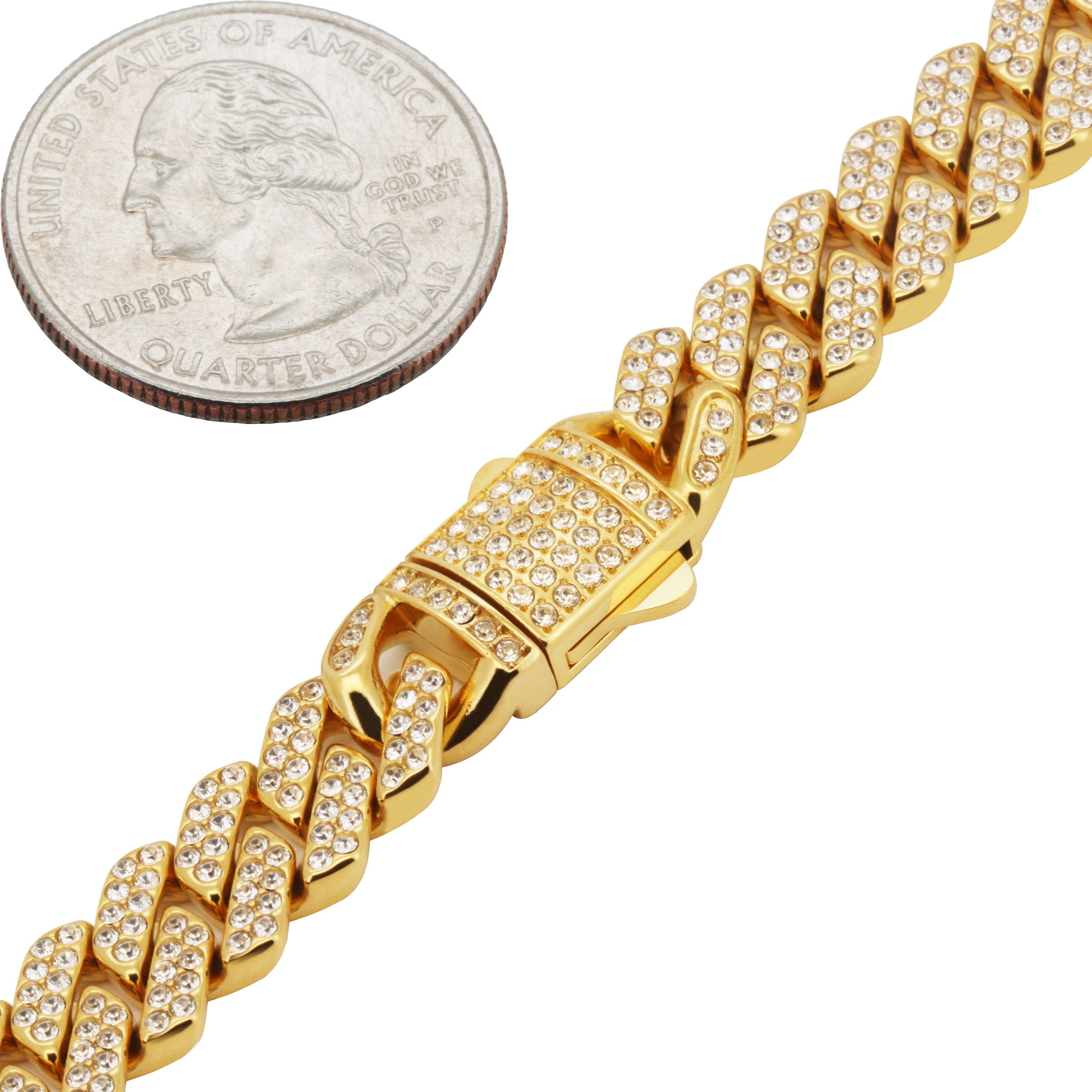 Other 316L SS 18k GP AAA CZ 10mm Cuban Link Bracelet 8.2” Size ONE SIZE - 2 Thumbnail