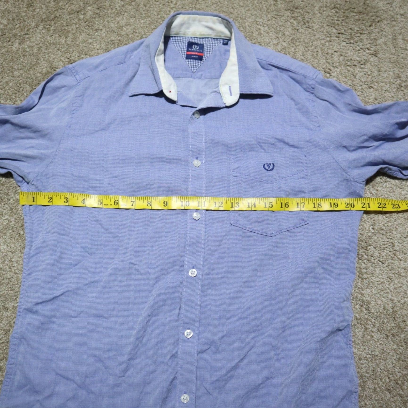 Van Heusen Van Heusen Sport Shirt Button-Up Long Sleeve Adult Men's Size 15.5 40 Blue Size 42R - 4 Thumbnail