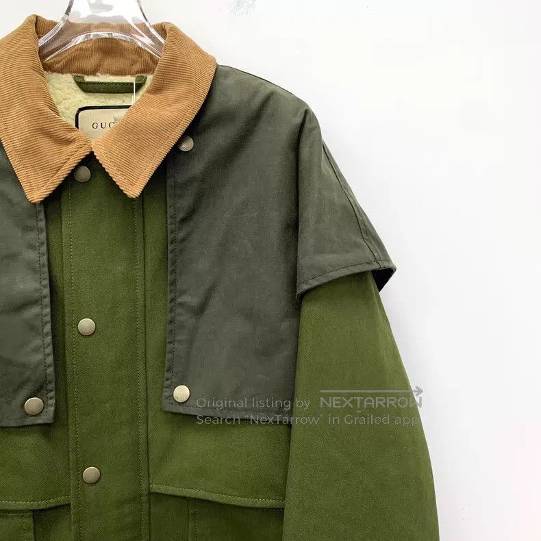Gucci Gucci Army green logo cotton lapel single-breasted long-sl Size US L / EU 52-54 / 3 - 3 Thumbnail