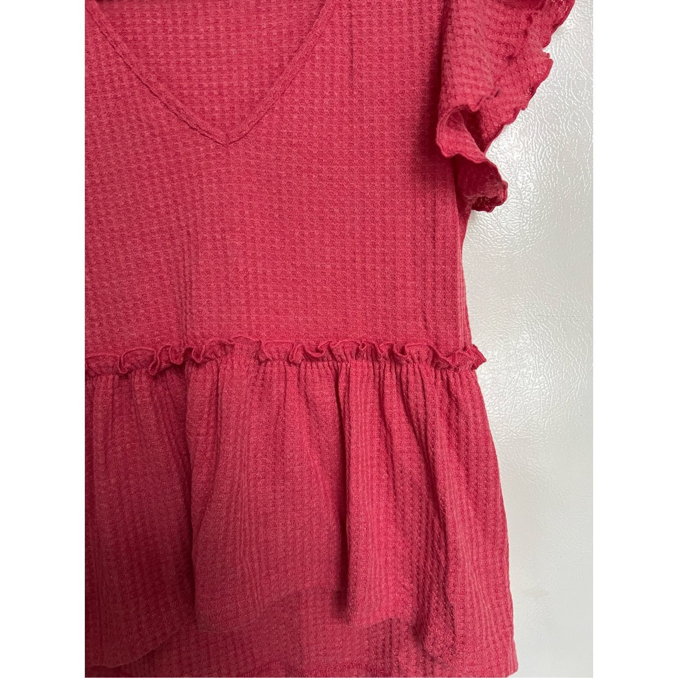 Shein Shein Pink Waffle Knit Top Woman’s Size Large Size L / US 10 / IT 46 - 2 Thumbnail
