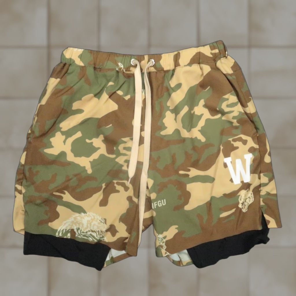 Darc Sport Darc Sport Shorts Mens Small Brown Green Camo Wolves Club Lined Zip Pocket Size US 29 - 1 Thumbnail