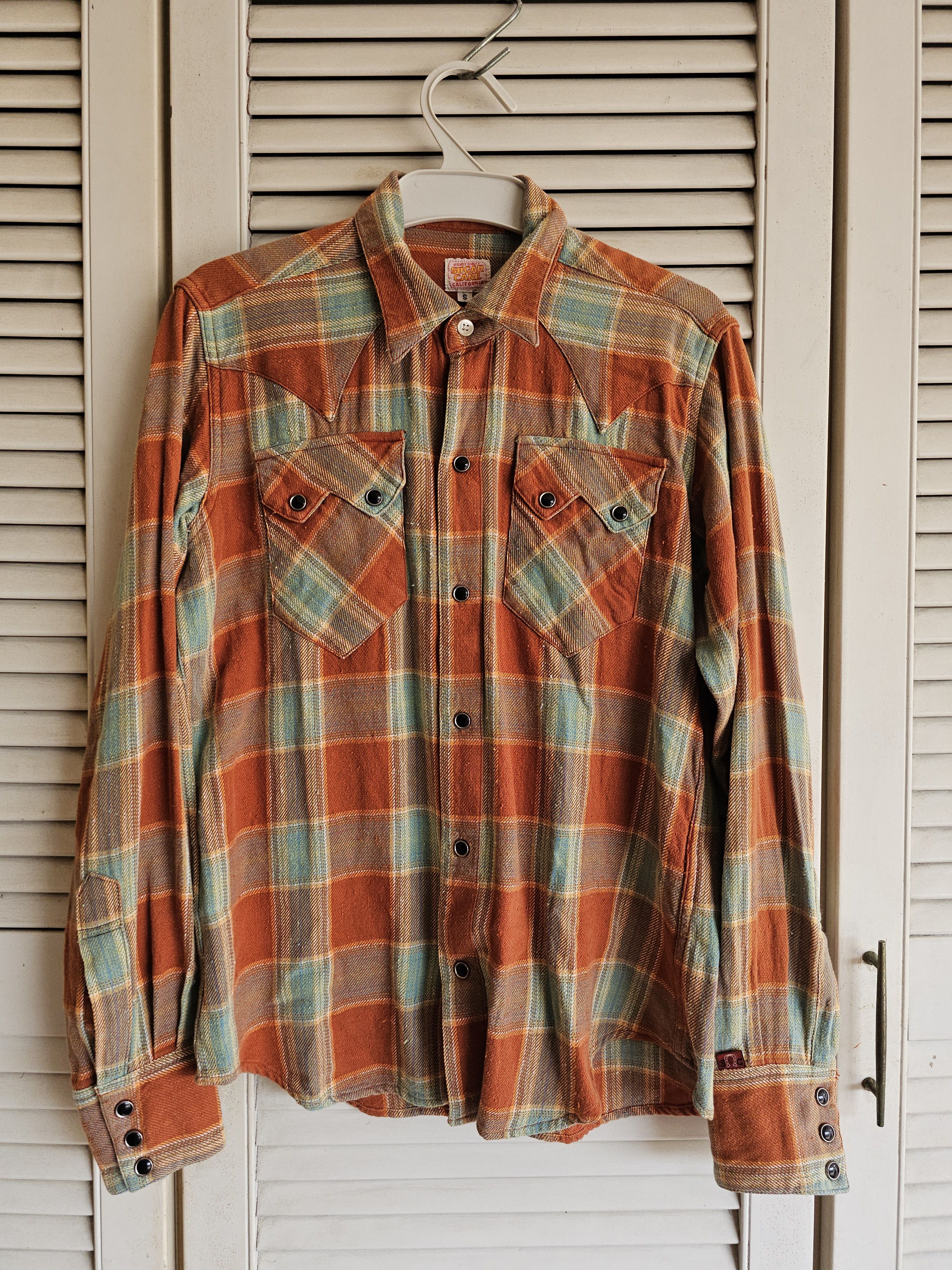Sugar Cane Sugar Cane Long Sleeve Flannel Orange Brown Size US S / EU 44-46 / 1 - 1 Thumbnail