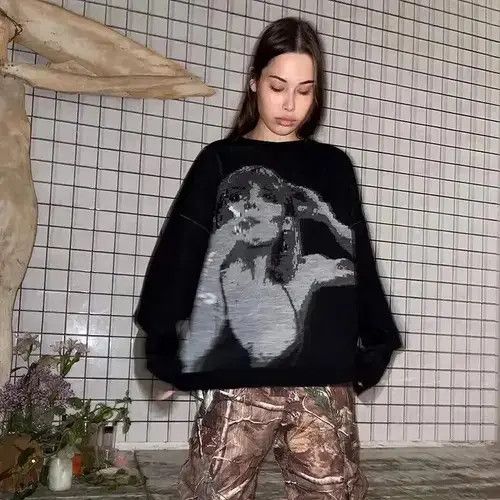 Japanese Brand Hip Hop Streetwear Knit Sweater Size ONE SIZE - 5 Thumbnail