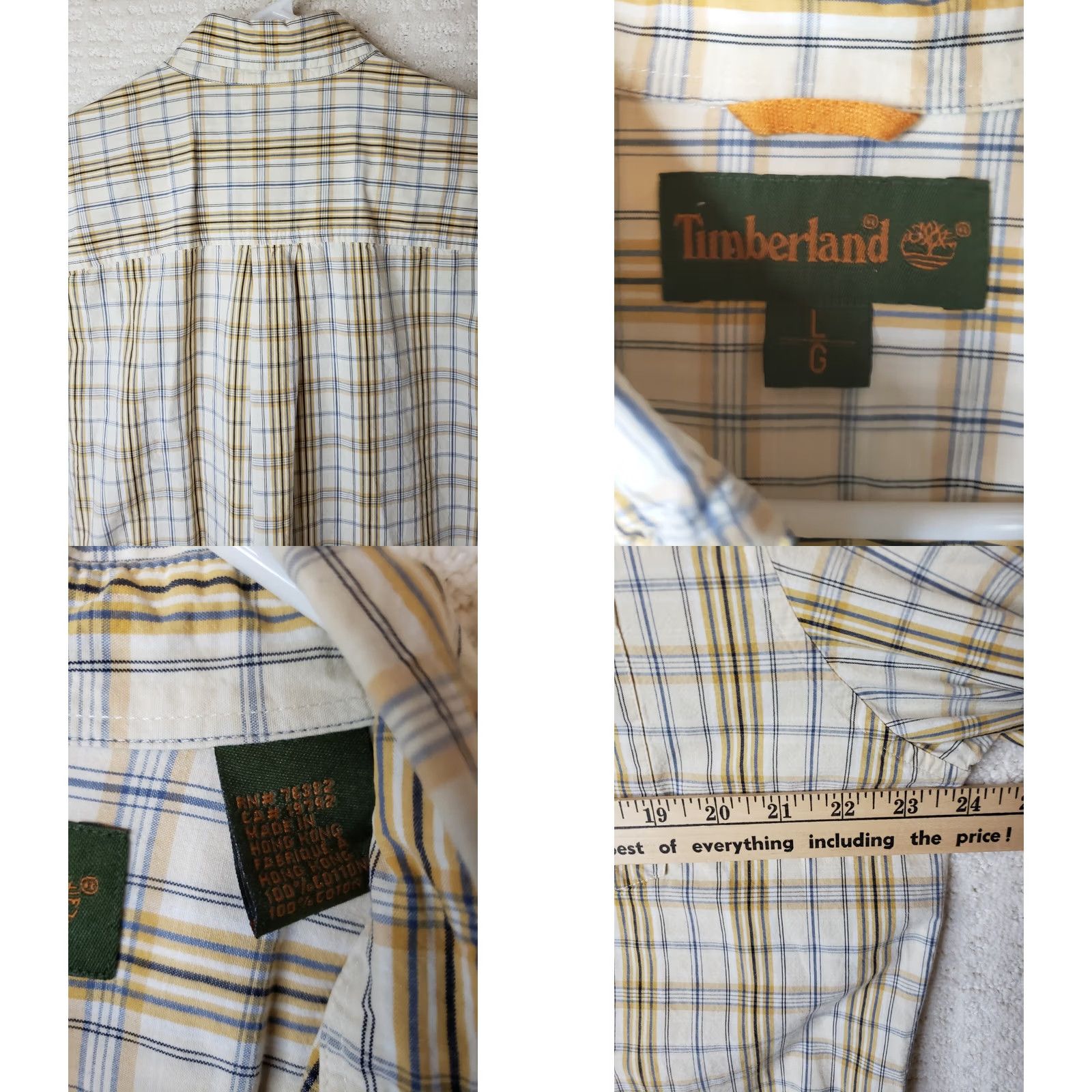 Timberland Timberland Shirt Mens L White Yellow Blue Plaid Button-Front Long Sleeve Casual Workwear Vintage: No Size US L / EU 52-54 / 3 - 8 Thumbnail