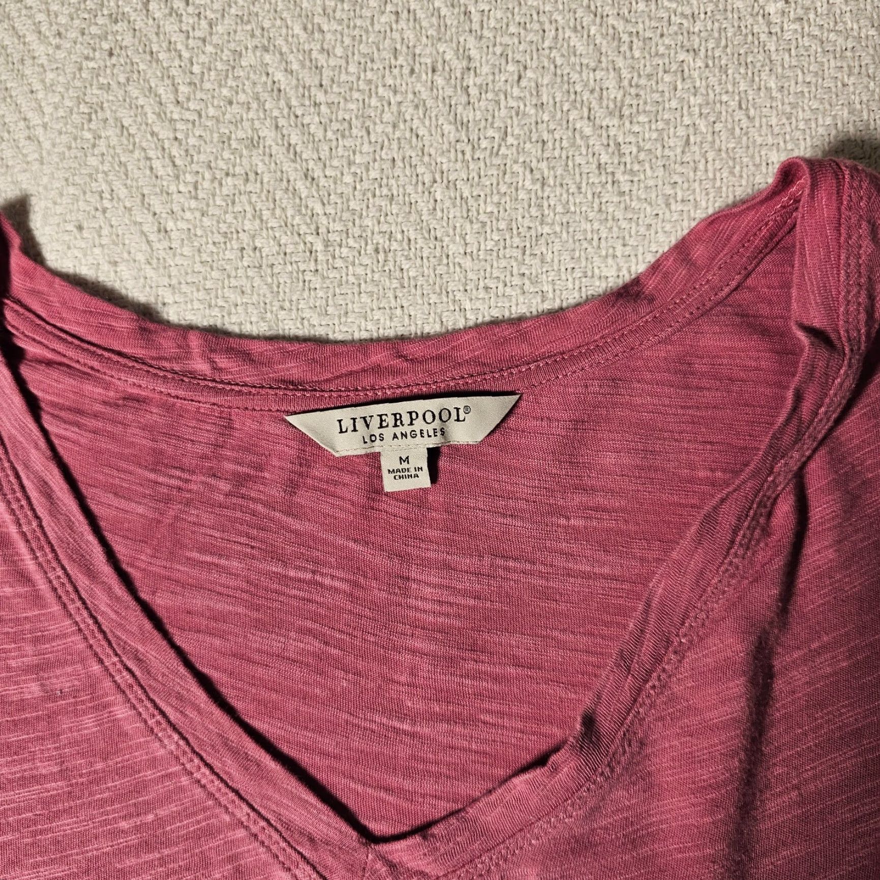 Vintage Liverpool T Shirt Women M Pink Rose Knit Cotton Modal Off Shoulder Slub Cap Sleeve Casual Basic Size M / US 6-8 / IT 42-44 - 2 Thumbnail