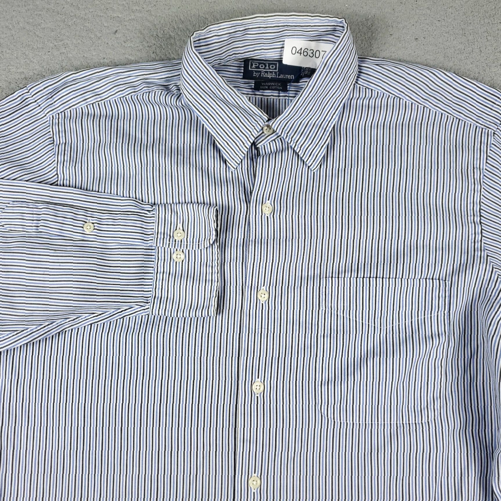 Ralph Lauren Ralph Lauren Shirt Men 16.5 Blue Striped Dress Button-Down Long Sleeve Regular Fit Non-Iron Pockets Vintage No (Adults) Mens Size 42R - 2 Thumbnail