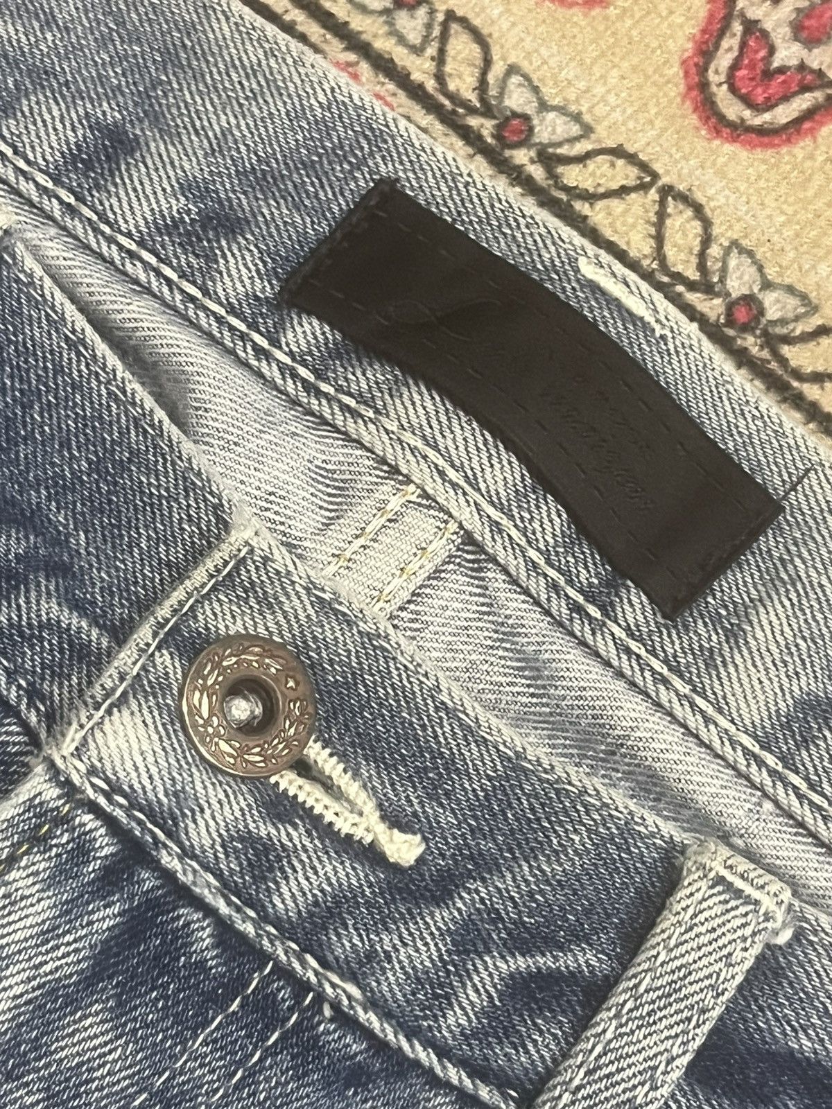 JACKROSE Jackrose X Luv Maison Blue Faded Washed Selvedge Flare Jeans Size US 30 / EU 46 - 6 Thumbnail