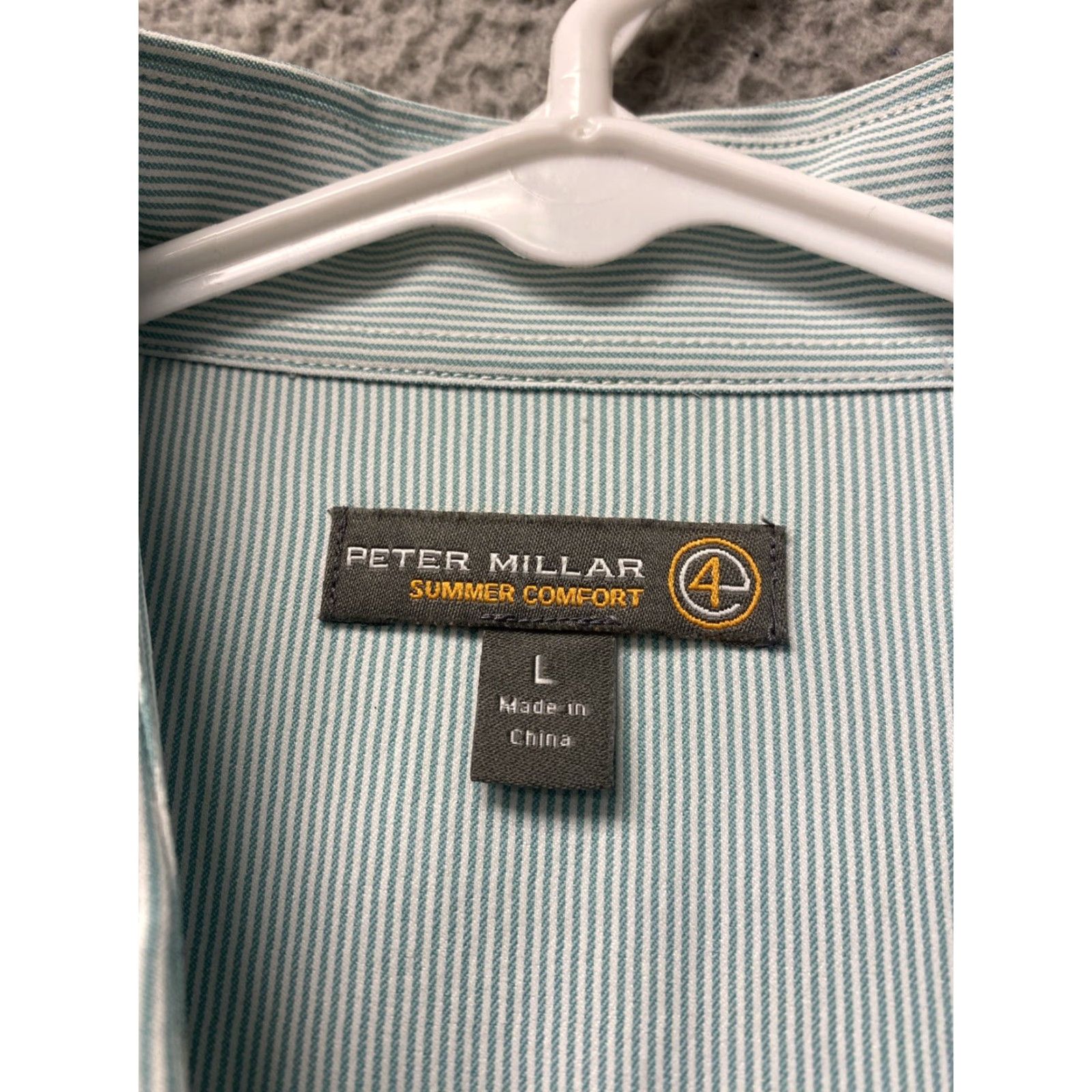 Peter Millar Peter Millar Summer Comfort Long Sleeve Shirt Men L Mint Green Pin Stripes Performance Golf Casual Size US L / EU 52-54 / 3 - 5 Thumbnail