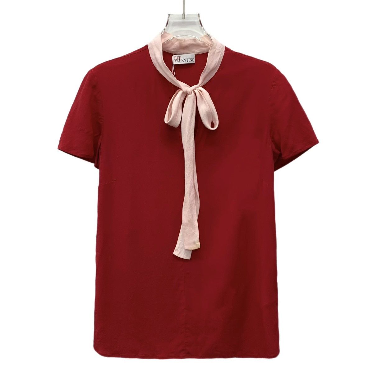 Valentino Valentino Red Bow Tie Silk Short Sleeve T-Shirt K26WX Size M / US 6-8 / IT 42-44 - 1 Thumbnail