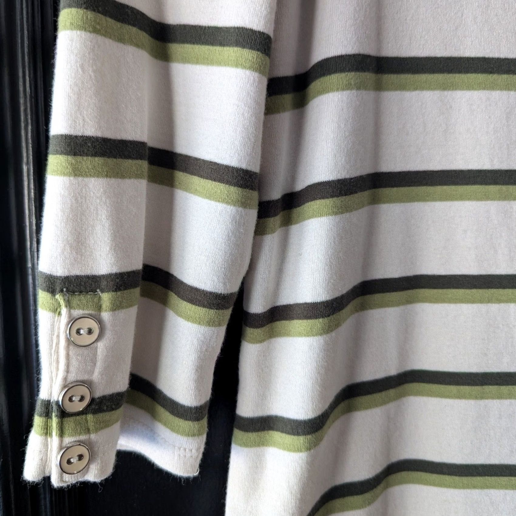 Buttero Tabitha Webb Striped Boat Neck 3/4 Sleeve Top Green White Women's S Top Size S / US 4 / IT 40 - 3 Thumbnail