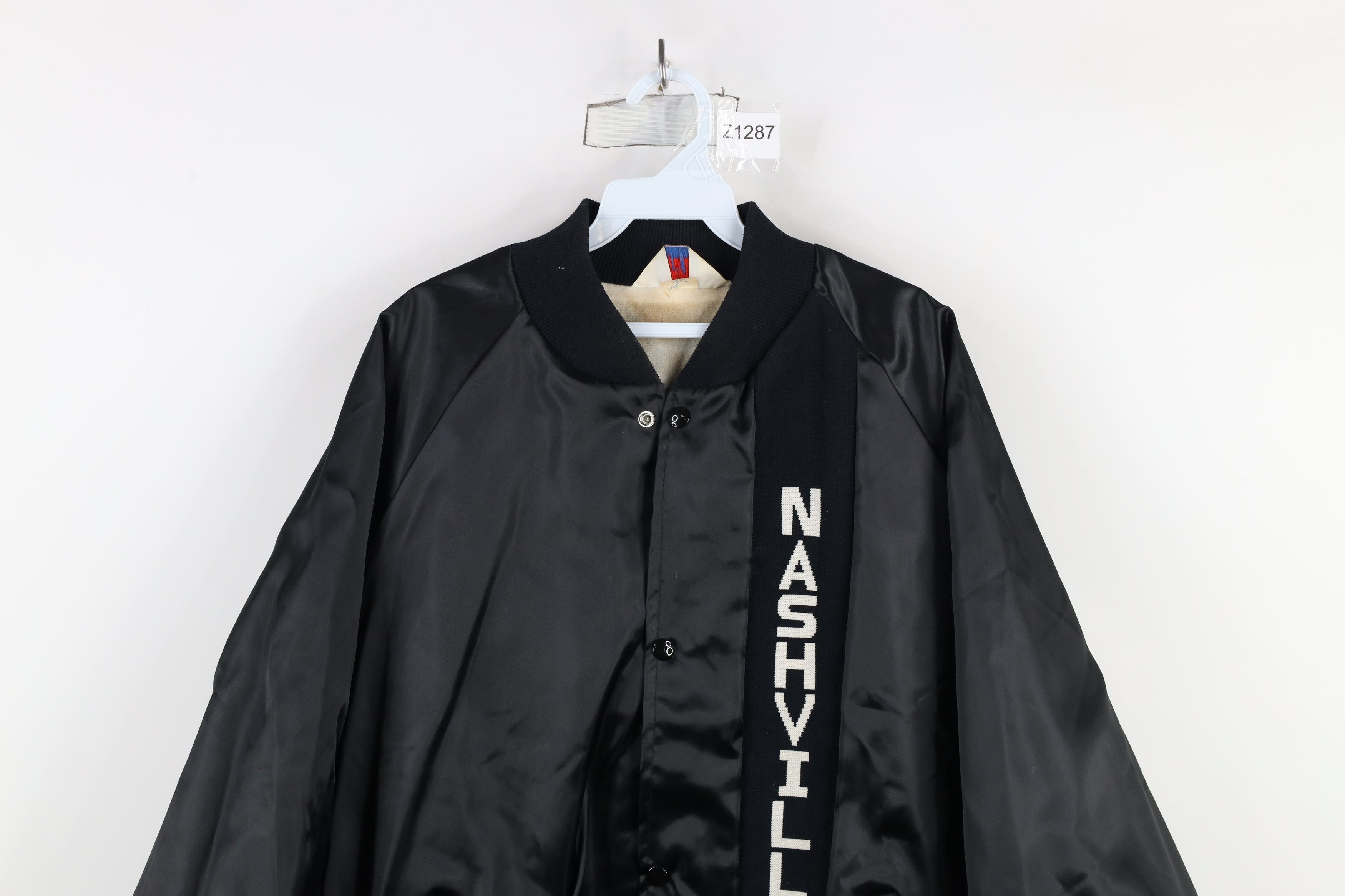 Vintage Vintage 80s 90s Nashville Satin Bomber Jacket Black USA Size US XXL / EU 58 / 5 - 2 Thumbnail