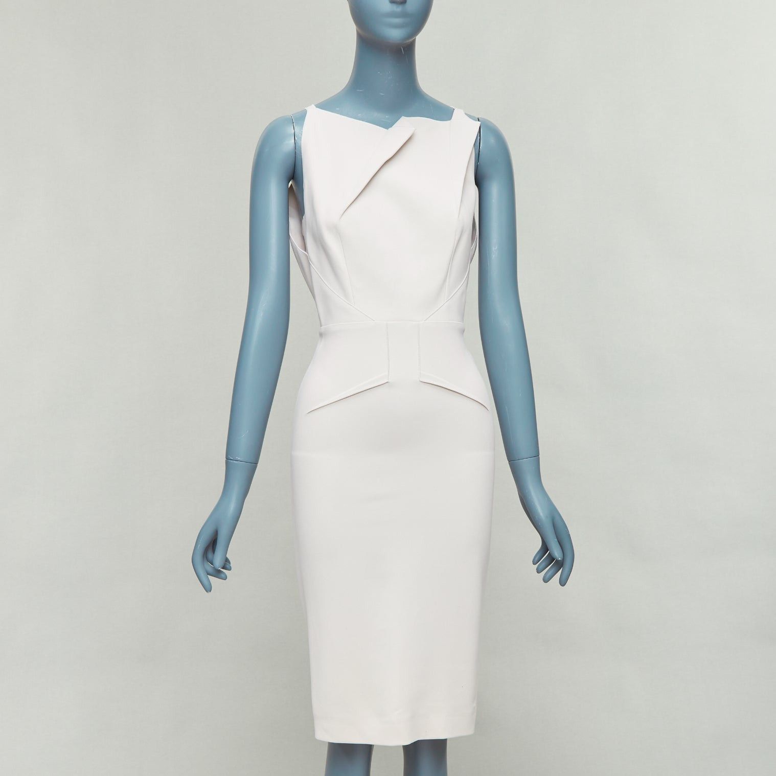 Roland Mouret ROLAND MOURET beige origami pleat back zip shift dress UK8 S Size S / US 4 / IT 40 - 1 Thumbnail