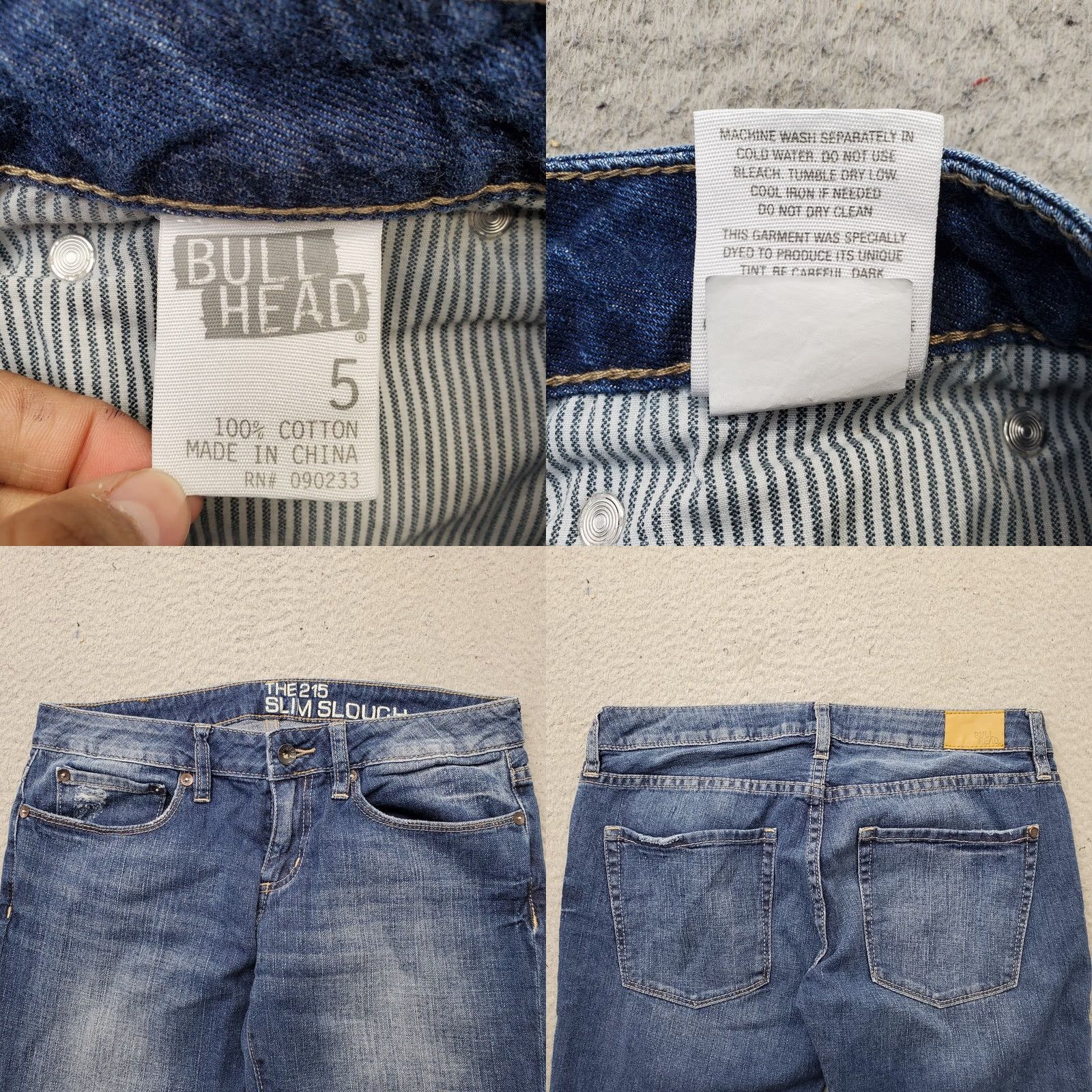 Denime Bullhead Skinny Jeans Womens 5 Blue Denim The 215 Slim Slouch Faded Whiskered Jeans Size 27" / US 4 / IT 40 - 8 Thumbnail