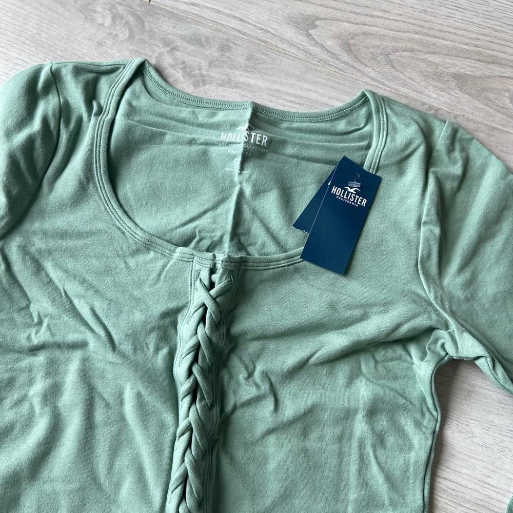 Designer Stylish Cropped Long Sleeve Top - Light Green Size M / US 6-8 / IT 42-44 - 3 Thumbnail