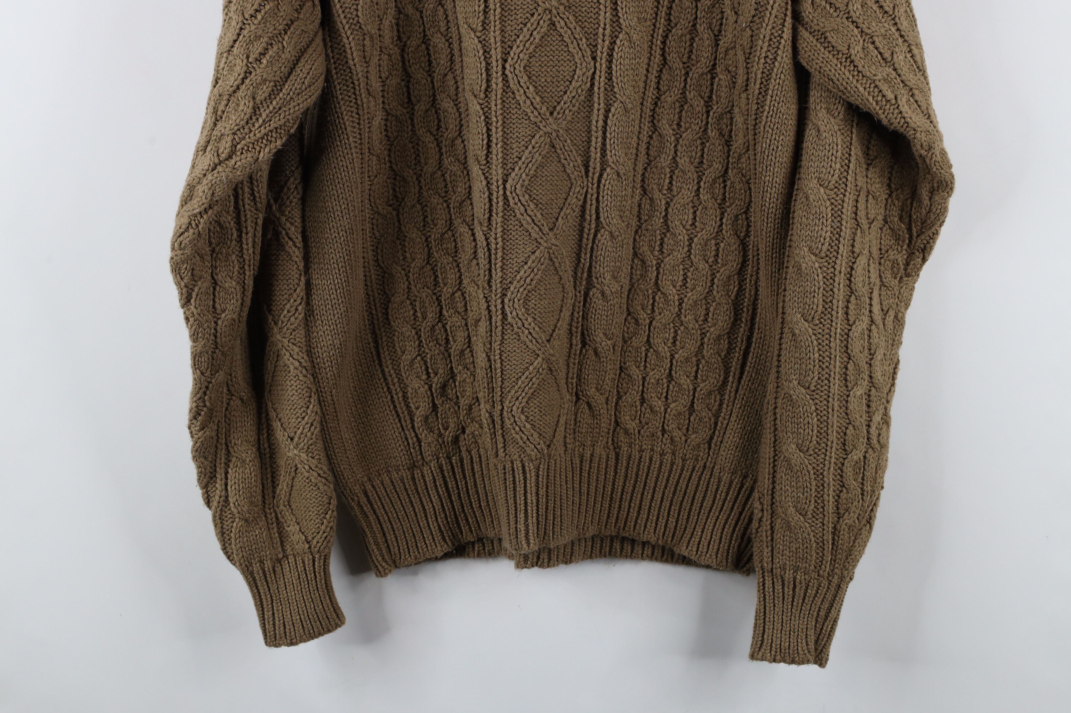 Vintage Vintage 90s Streetwear Cable Knit Fisherman Sweater Brown Size US L / EU 52-54 / 3 - 7 Thumbnail