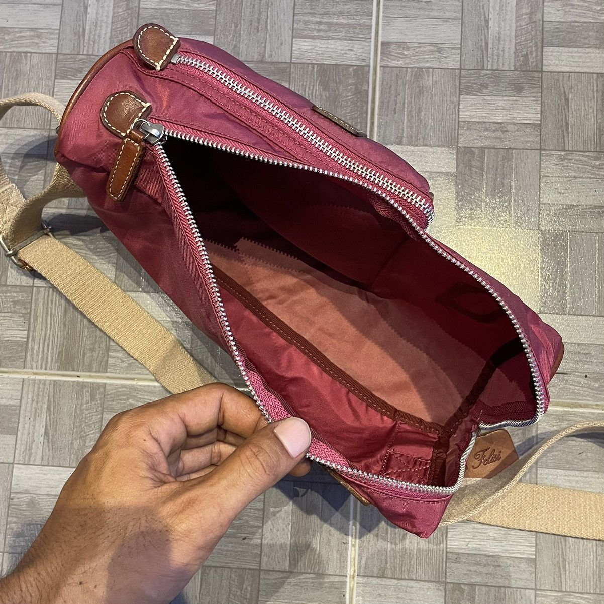 Felisi Felisi Canvas Trim by Leather Crossbody Made in Italy Size ONE SIZE - 13 Thumbnail