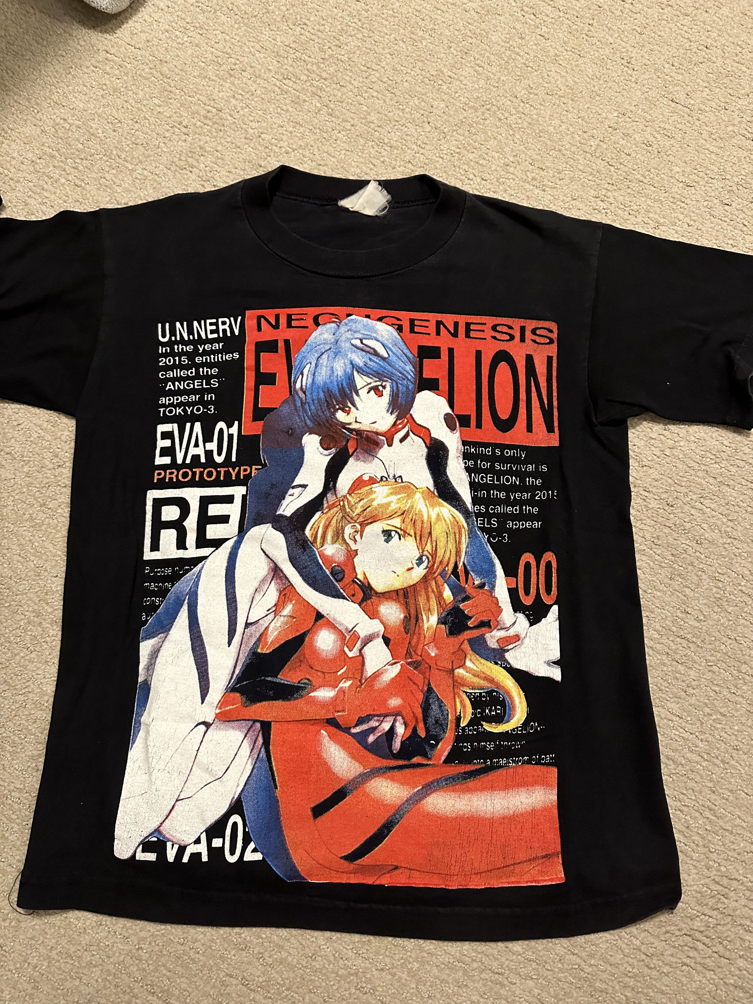 Vintage Neon Genesis Evangelion Asuka & Rei Mexican Boot T Shirt 