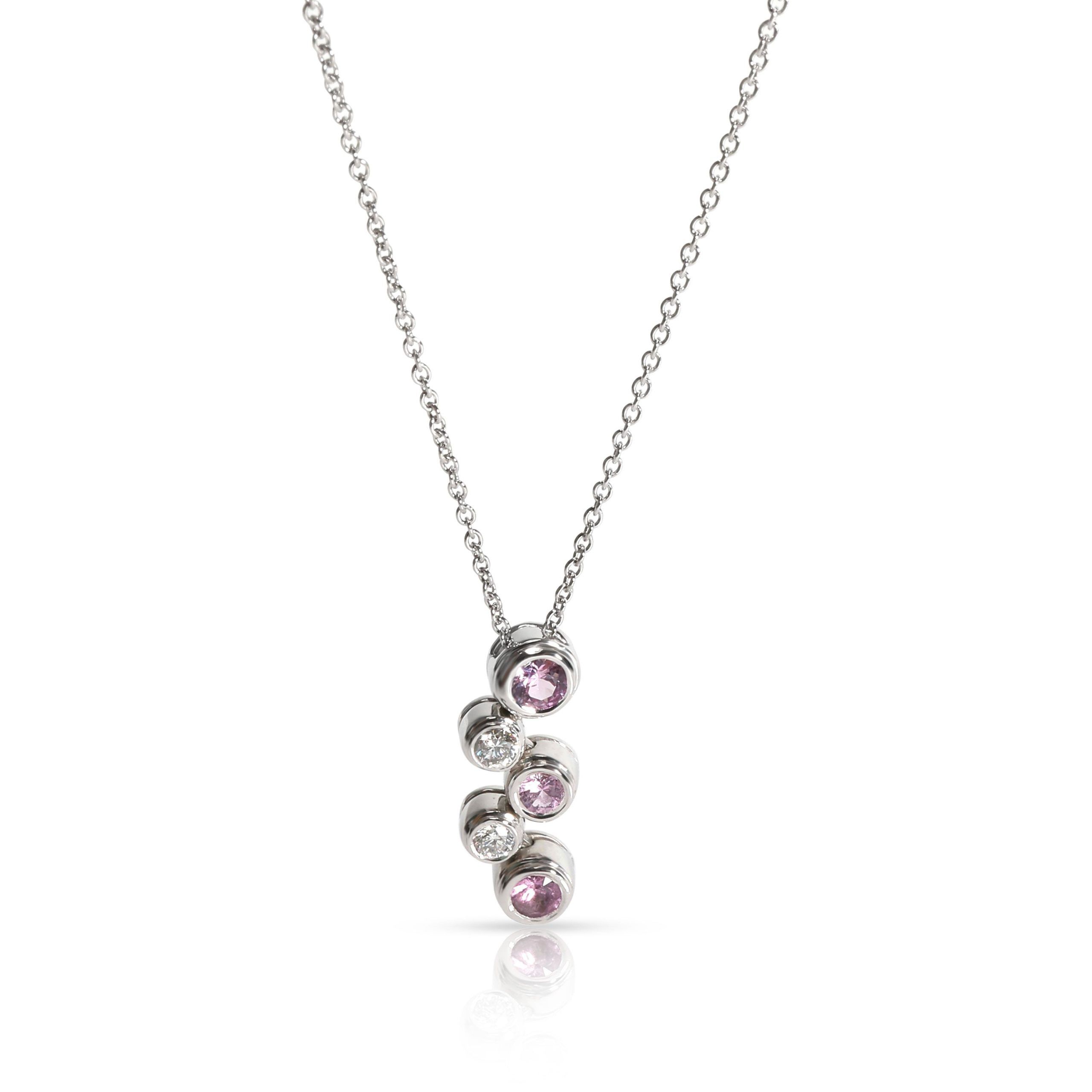 Tiffany & Co. Bubble Pink Sapphire & Diamond Necklace in Platinum 0.10 CTW