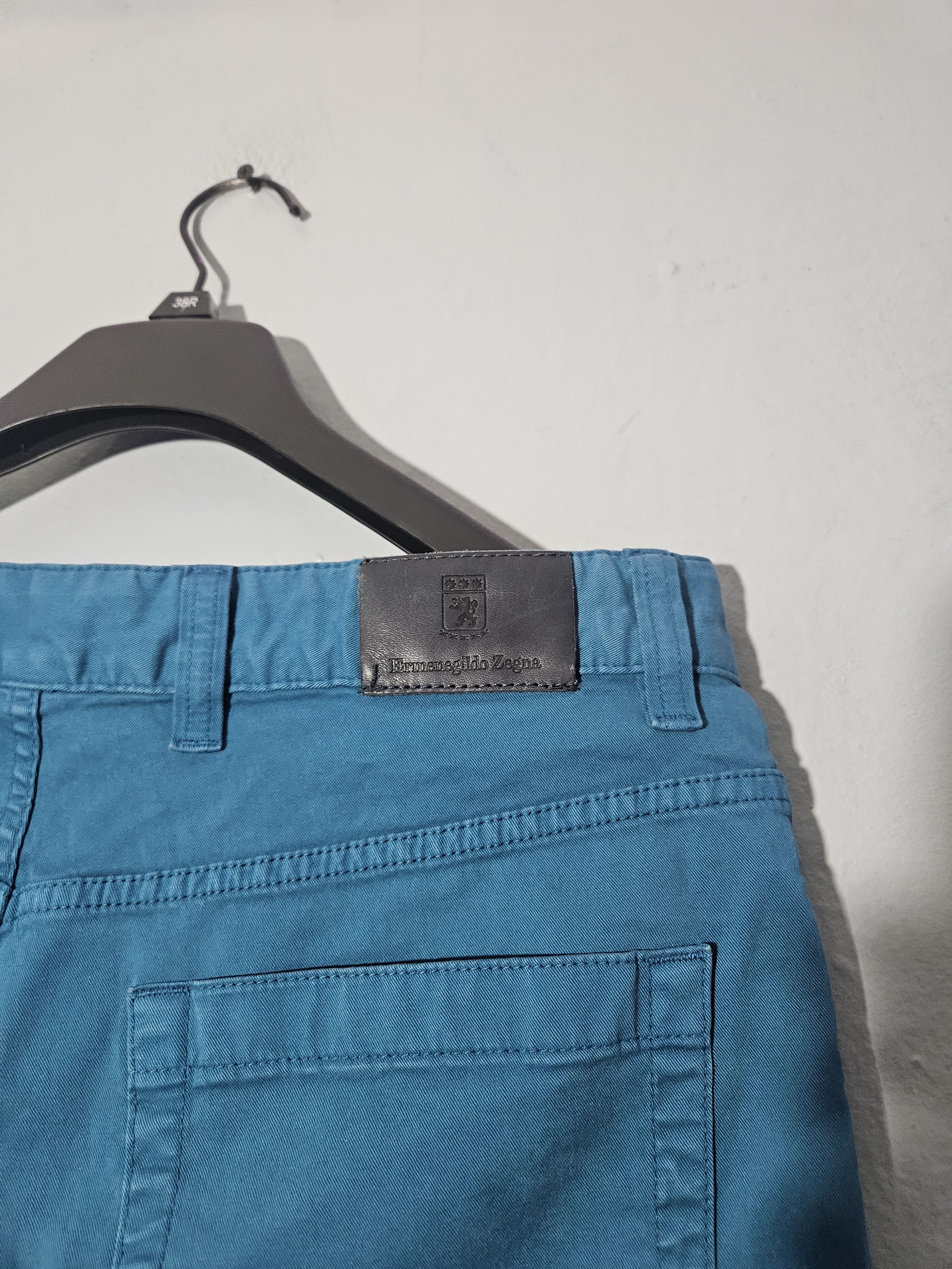 Ermenegildo Zegna Opal Blue Cotton Stretch Back Patch Pants Size US 34 / EU 50 - 6 Thumbnail