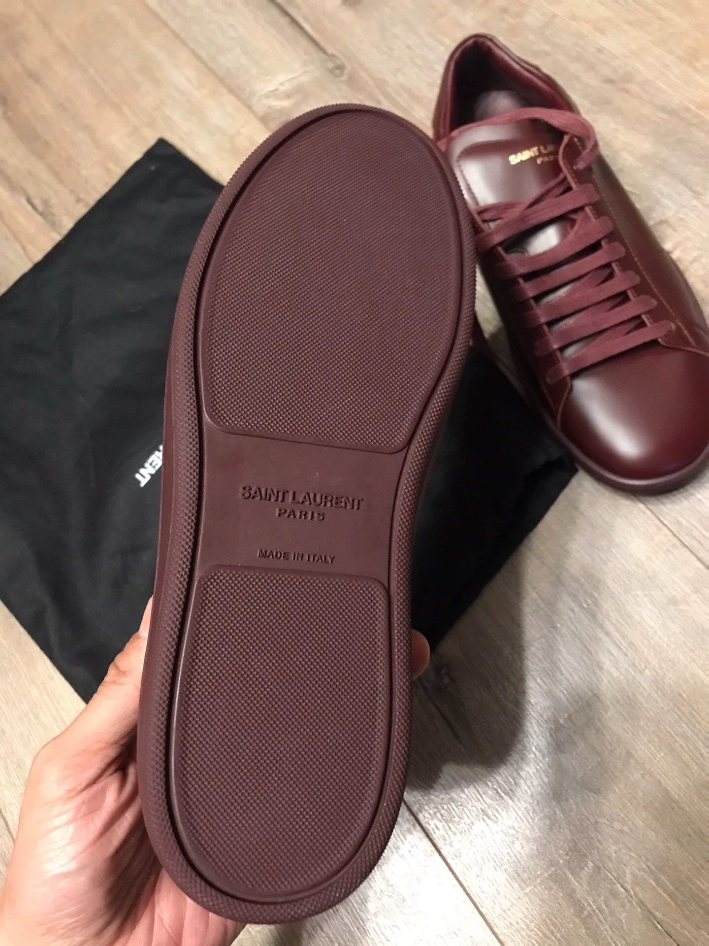 Saint Laurent Paris SLP 40 burgundy leather sneakers new with bag no box Size US 7 / EU 40 - 5 Thumbnail