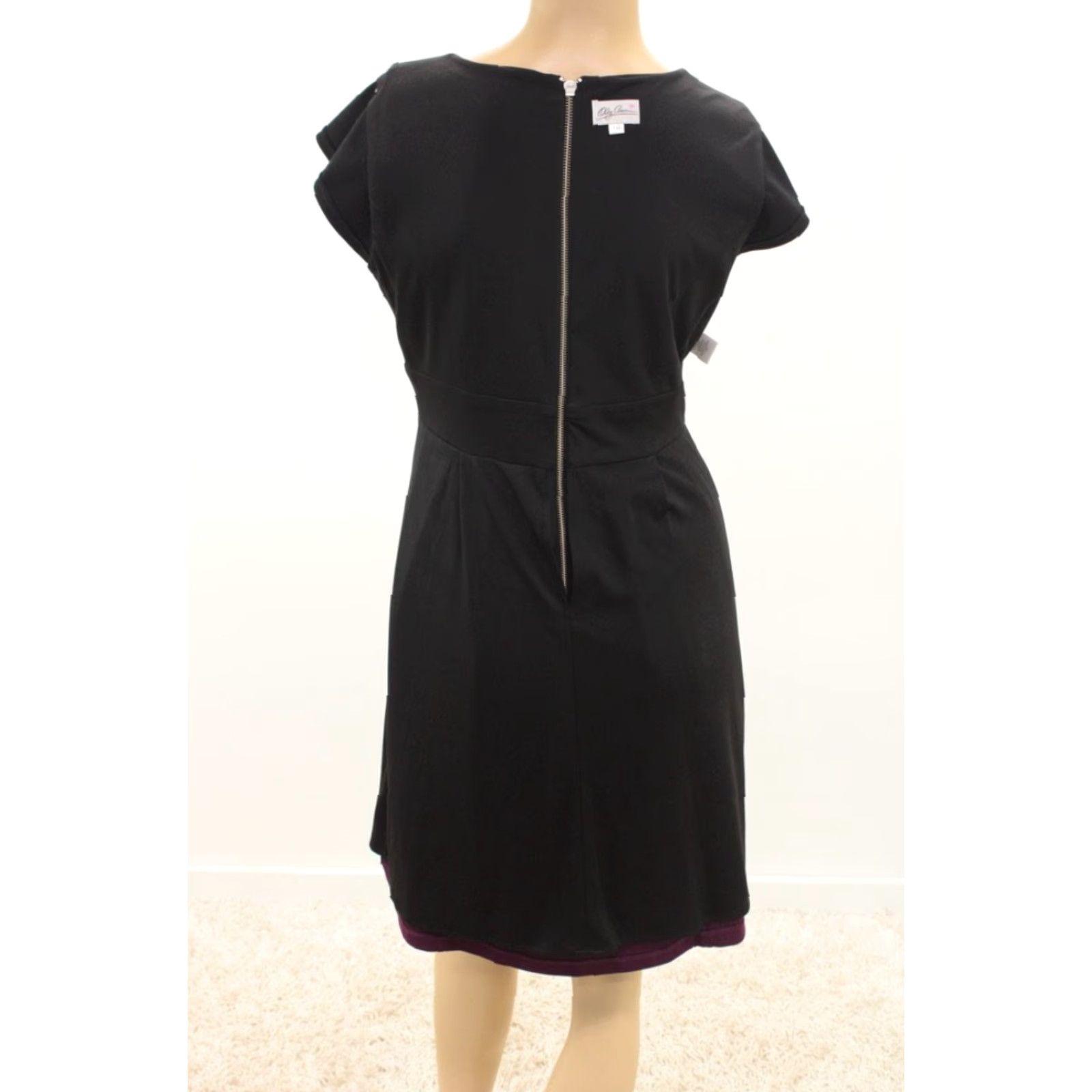 Oleg Cassini Oleg Casini Dress Women's 10 Black & Purple Exposed Zip Bohemian Party Old Money Boho Size L / US 10 / IT 46 - 7 Thumbnail