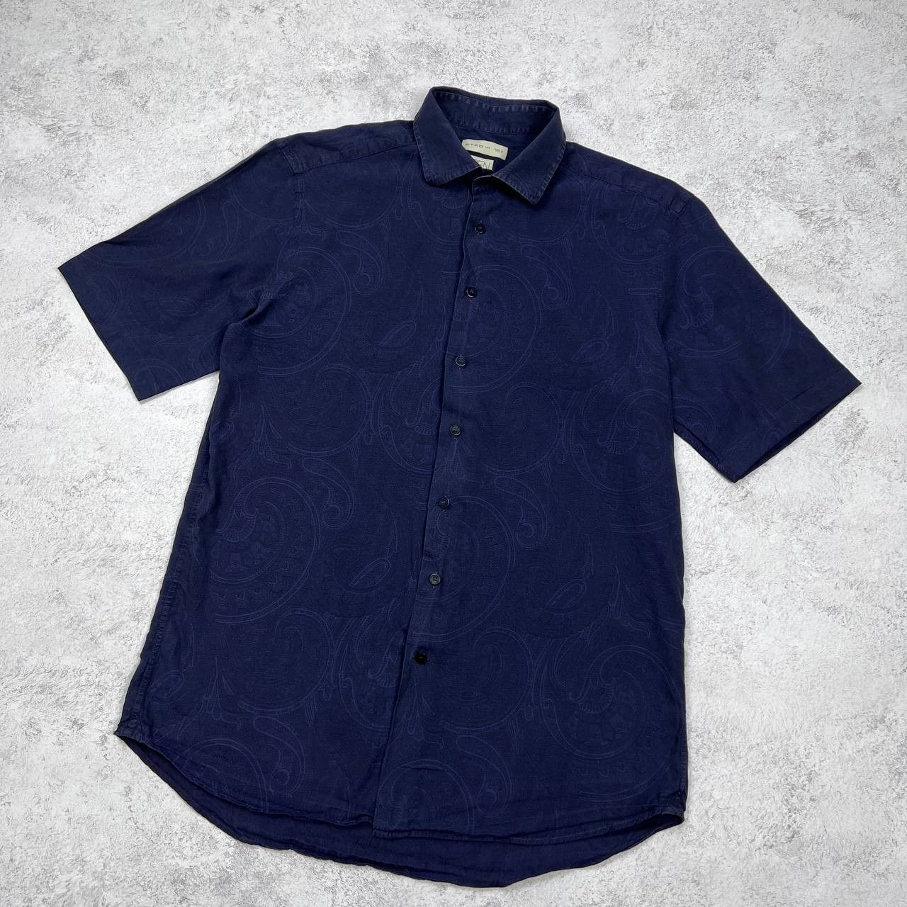 Etro ETRO Milano Men's Blue Paisley Jacquard Short Sleeve Shirt Size US XS / EU 42 / 0 - 3 Thumbnail