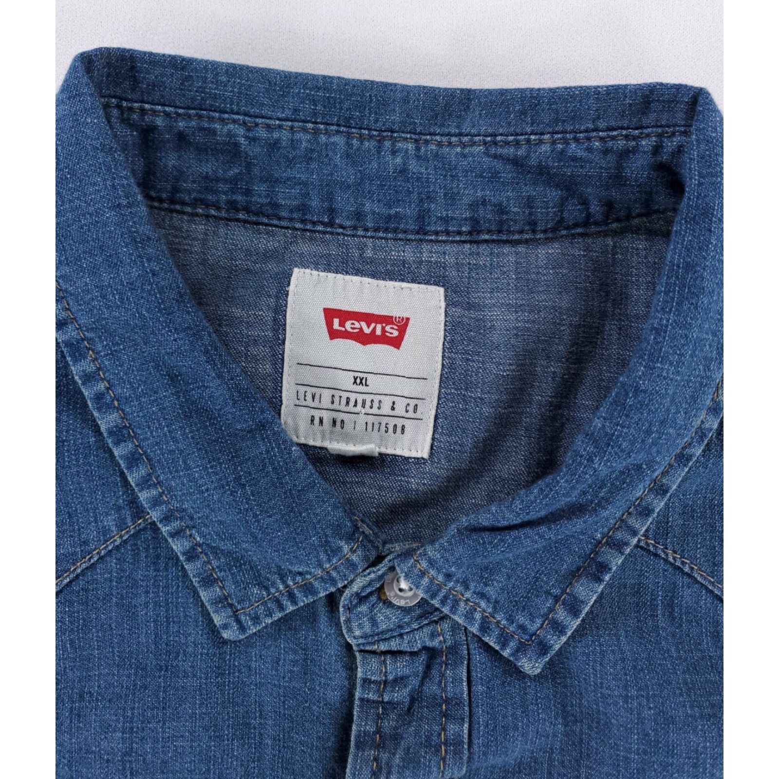 Levi's Levi's Pearl Snap Denim Button Up Shirt Blue Long Sleeve Western Mens XXL Size US XXL / EU 58 / 5 - 2 Thumbnail