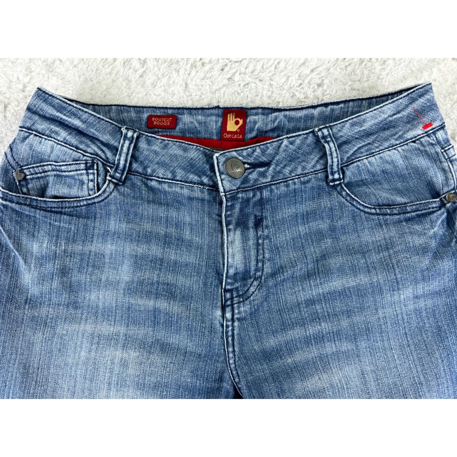 Denime OOH LA LA Jeans Womens 10 Blue Denim Bootcut Mid Rise Embroidered Vintage No Size 32" / US 10 / IT 46 - 4 Thumbnail