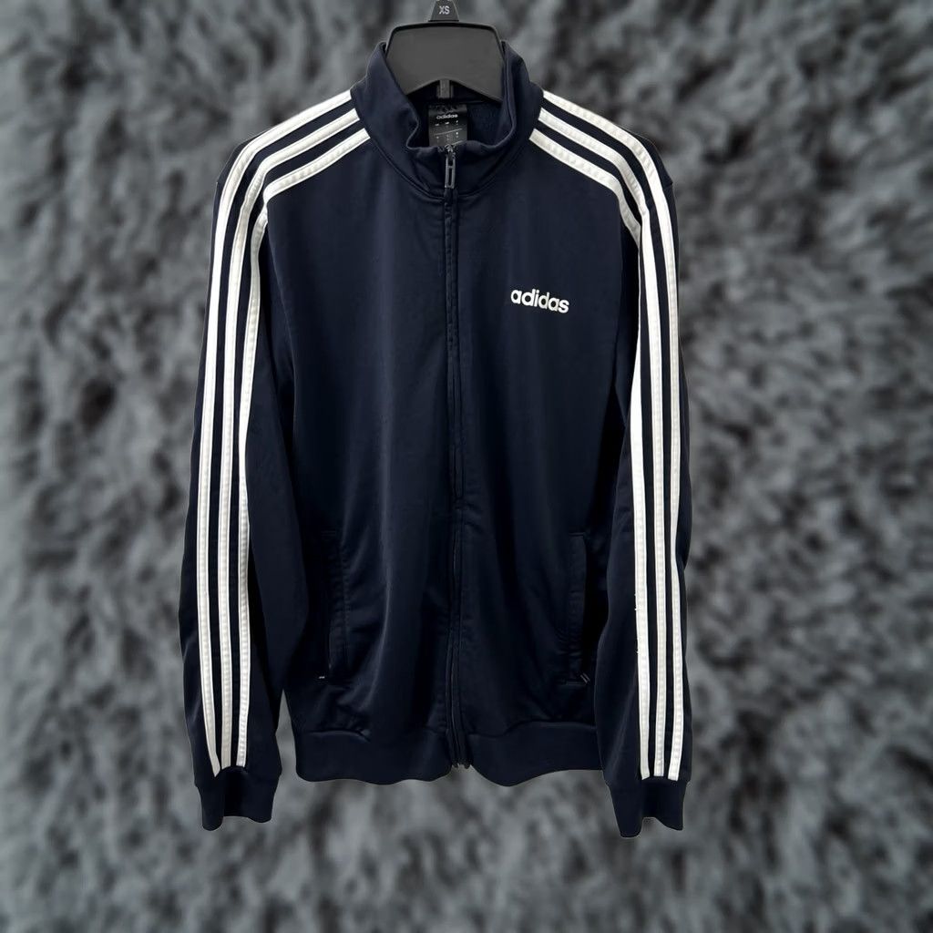 Adidas Adidas Track Jacket Mens Small Navy Blue White Full Zip 3-Stripe Long Sleeve Size US S / EU 44-46 / 1 - 1 Thumbnail