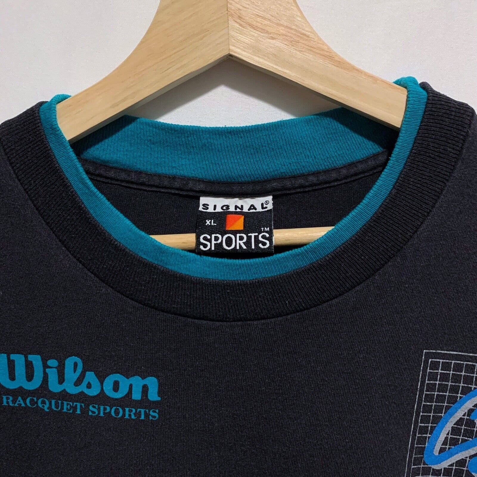Vintage Vintage 90s Wilson Racquet Sports Rare T Shirt Size XL Black Size US XL / EU 56 / 4 - 5 Thumbnail