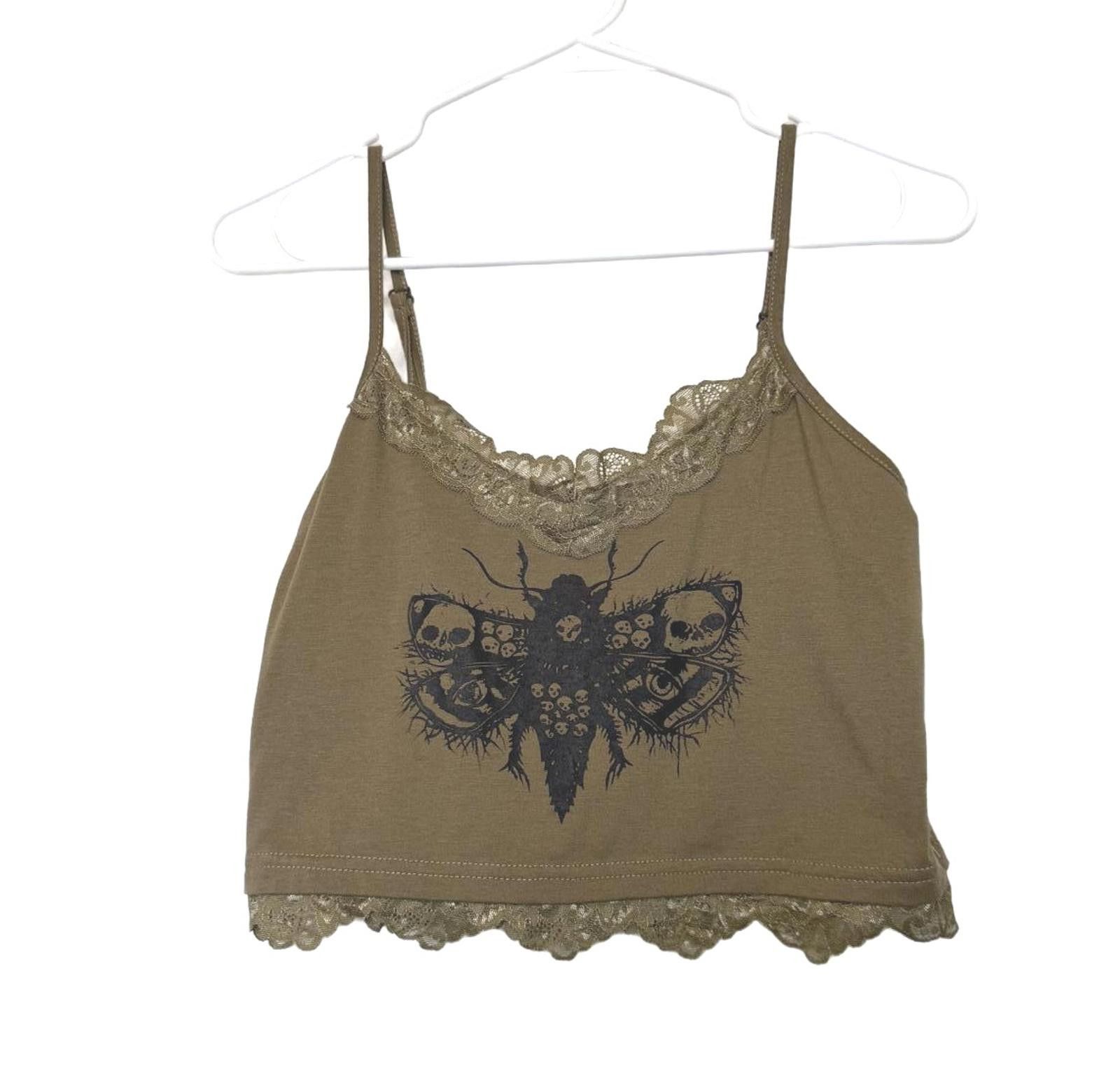 Designer Dark green skull butterfly lace crop tank Size S / US 4 / IT 40 - 3 Thumbnail
