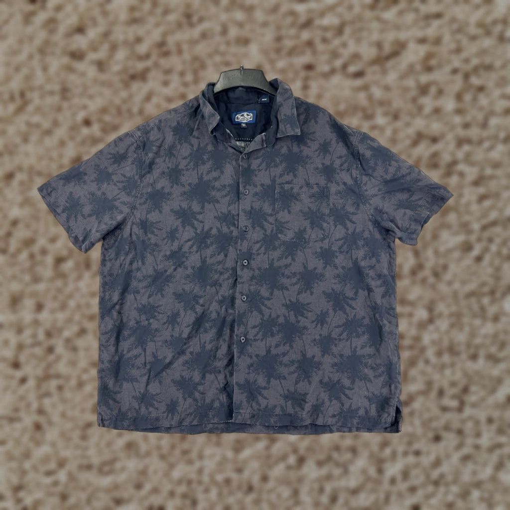 Nat Nast VINTAGE Nat Nast Shirt Mens 2XL Gray Palm Silk Blend Hawaiian Camp Short Sleeve Size US XXL / EU 58 / 5 - 1 Thumbnail