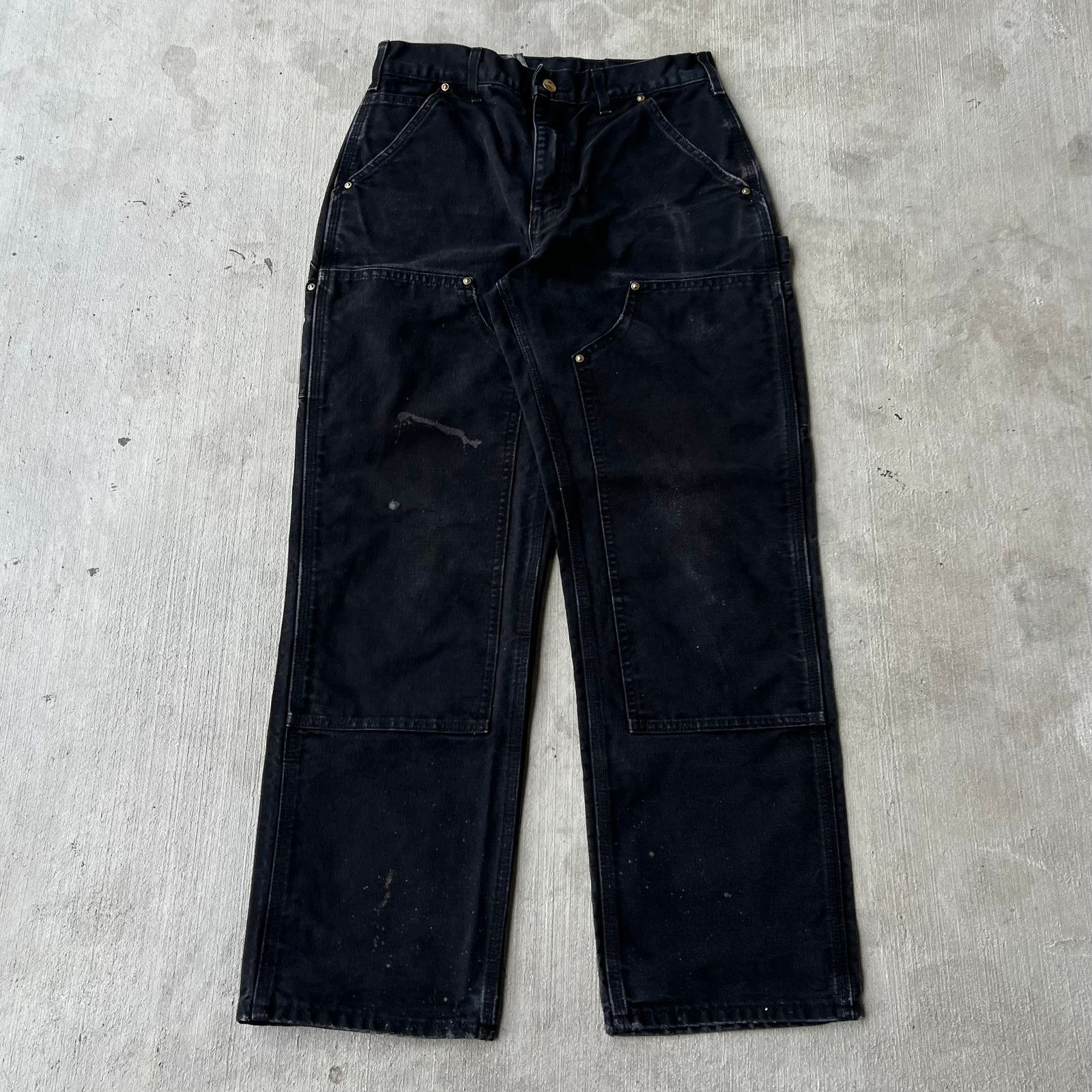 Carhartt × Vintage Carhartt faded black double knee work wear carpenter pants Size US 29 - 1 Thumbnail