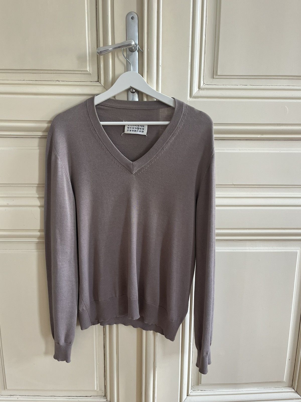 image of Maison Margiela Margiela Silk/cotton Sweater V-Neck in Beige, Men's (Size Small)