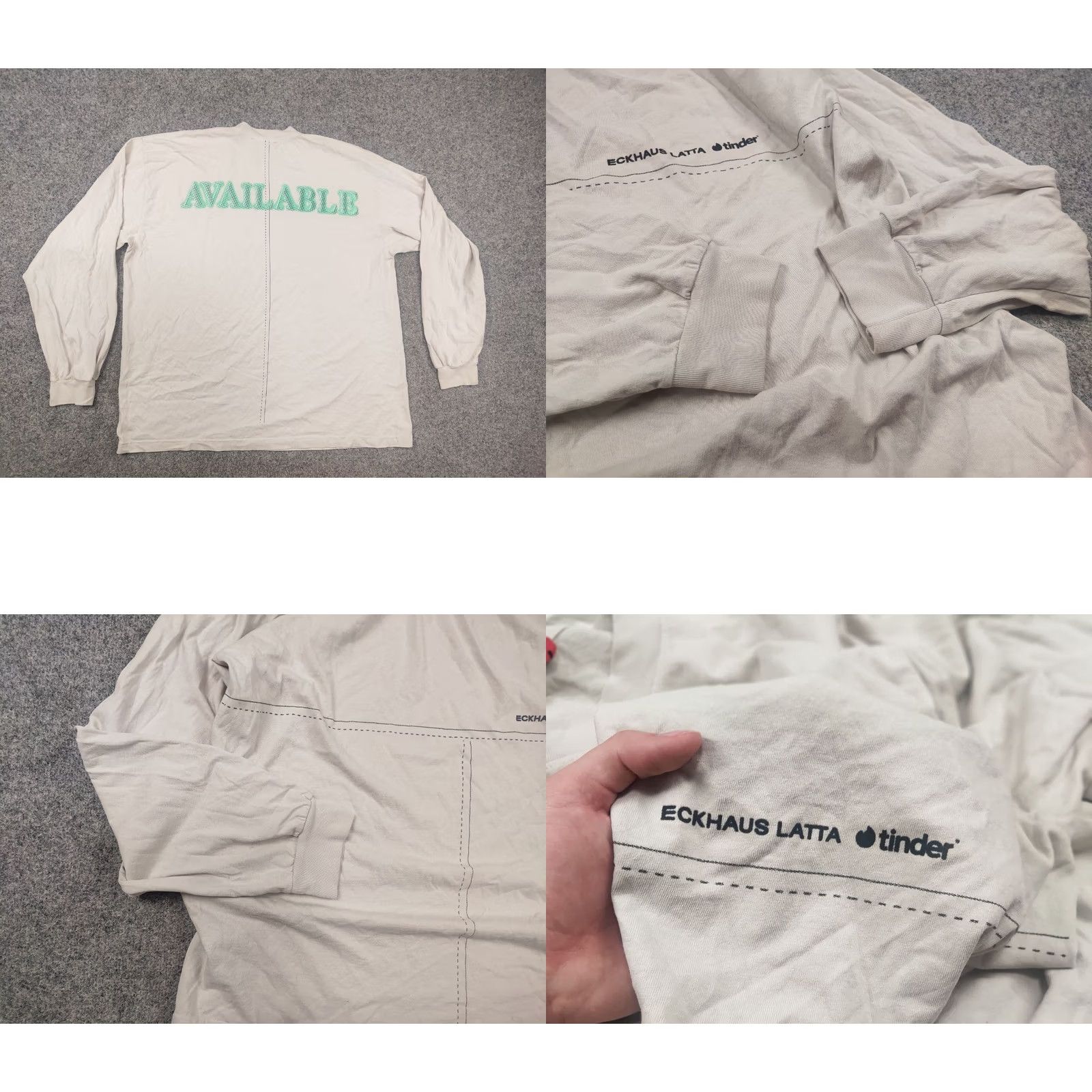 Eckhaus Latta Eckhaus Latta x Tinder Logo Design Beige Jersey Long sleeve Shirt Tee Available Size US L / EU 52-54 / 3 - 9 Thumbnail