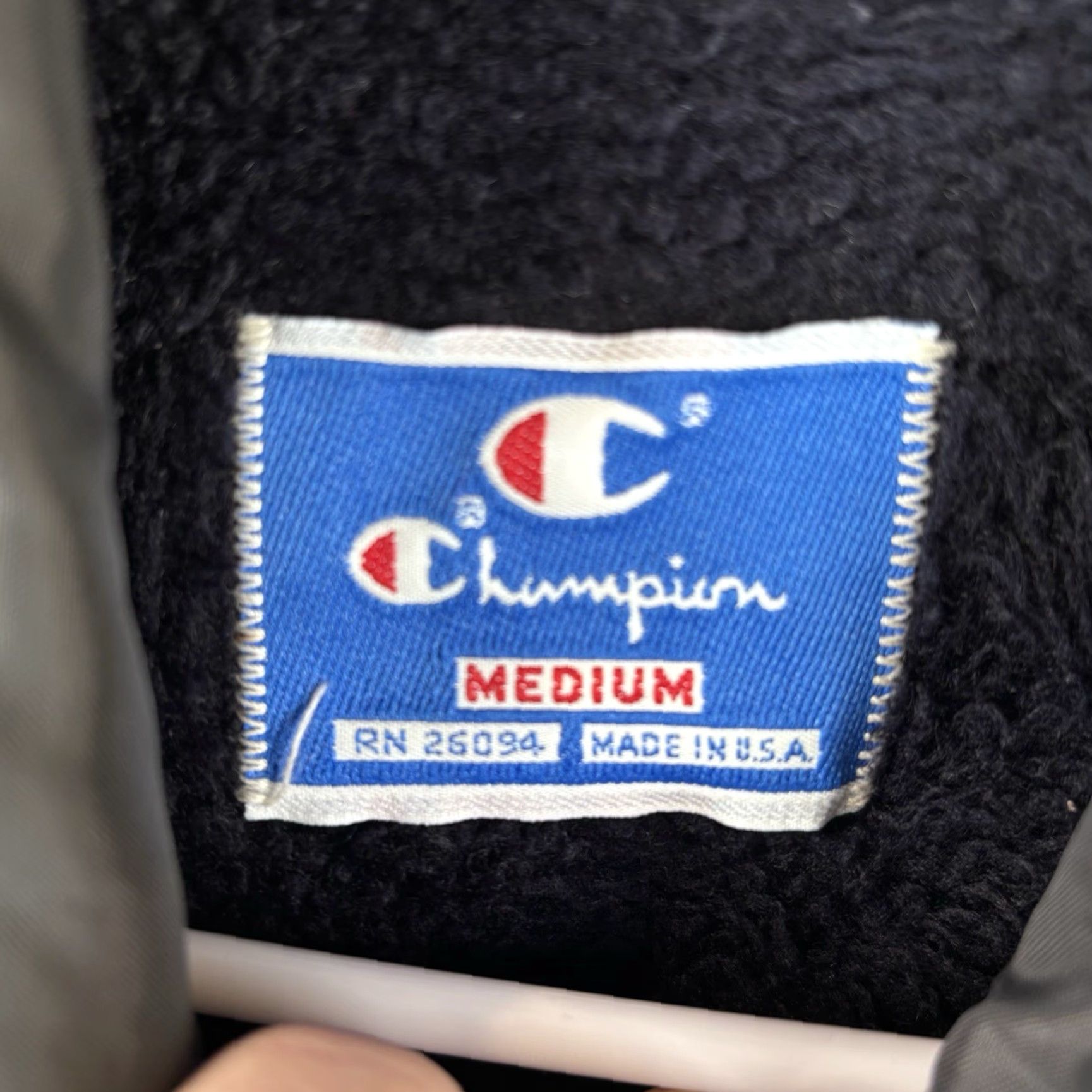 Champion VINTAGE Champion Jacket Mens XL Black Nylon Mechanic Bomber Lined Sherpa USA 80s Workwear Pockets Size US XL / EU 56 / 4 - 3 Thumbnail