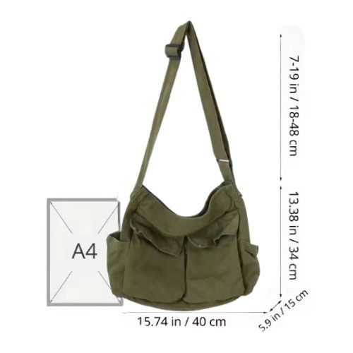 Other Workwear School Canvas Shoulder Bag Large Messenger Bag Size ONE SIZE - 3 Thumbnail
