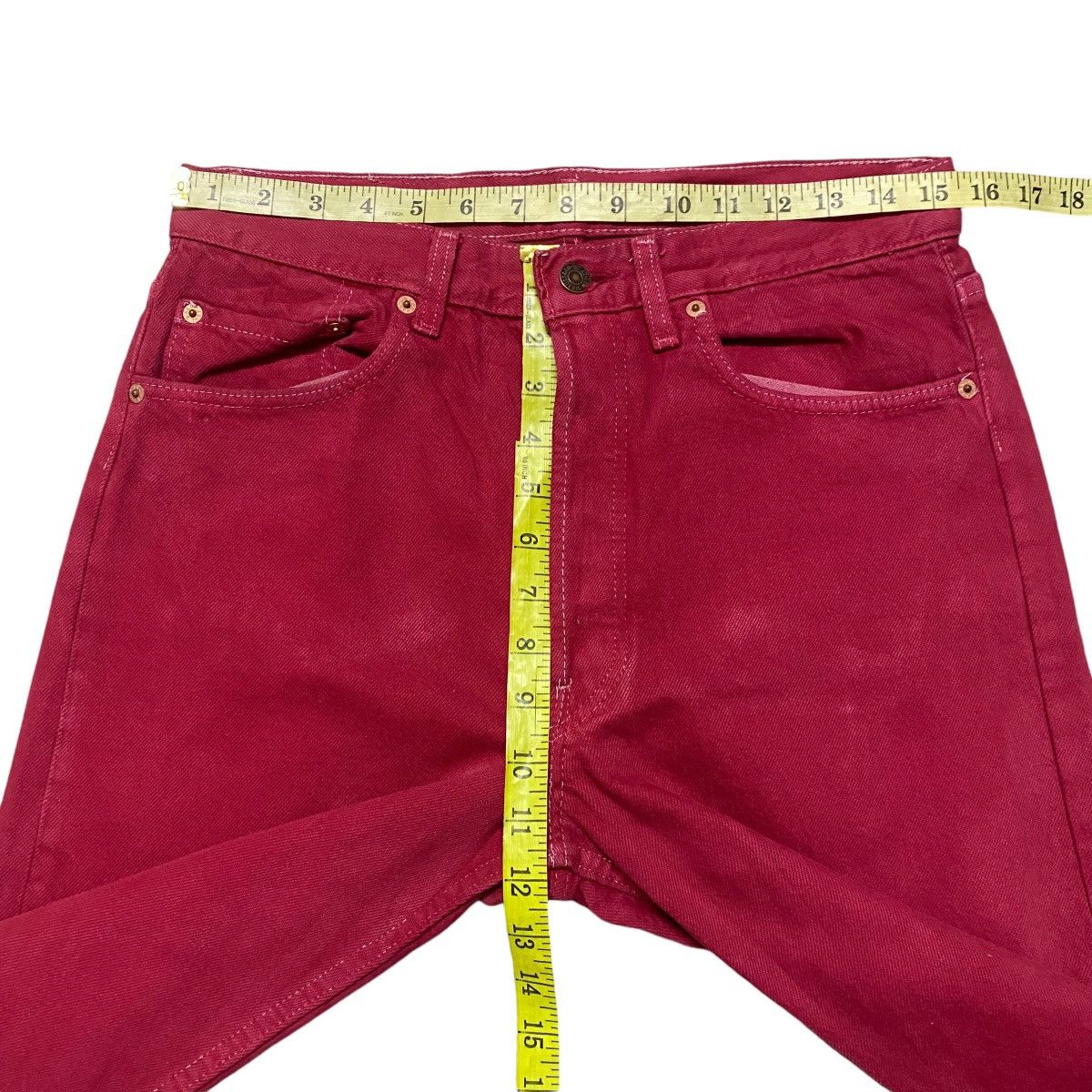 Levi's Vintage 90s Levis 501 Red Denim Jeans Dyed Size US 31 - 18 Thumbnail