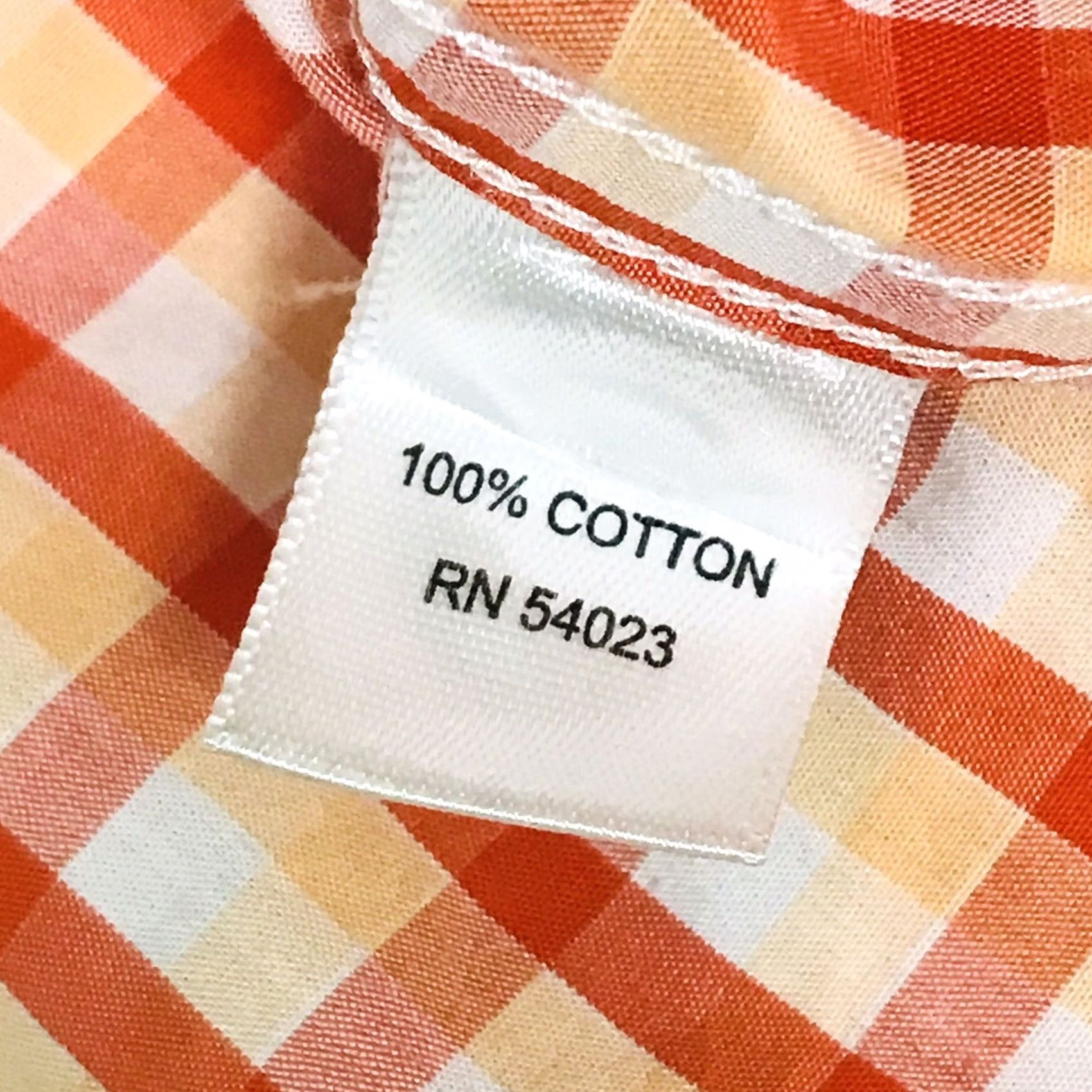 Banana Republic Banana Republic Men Orange Plaid Slim Fit Button-Up Long Sleeve Dress Shirt L Size 42R - 4 Thumbnail