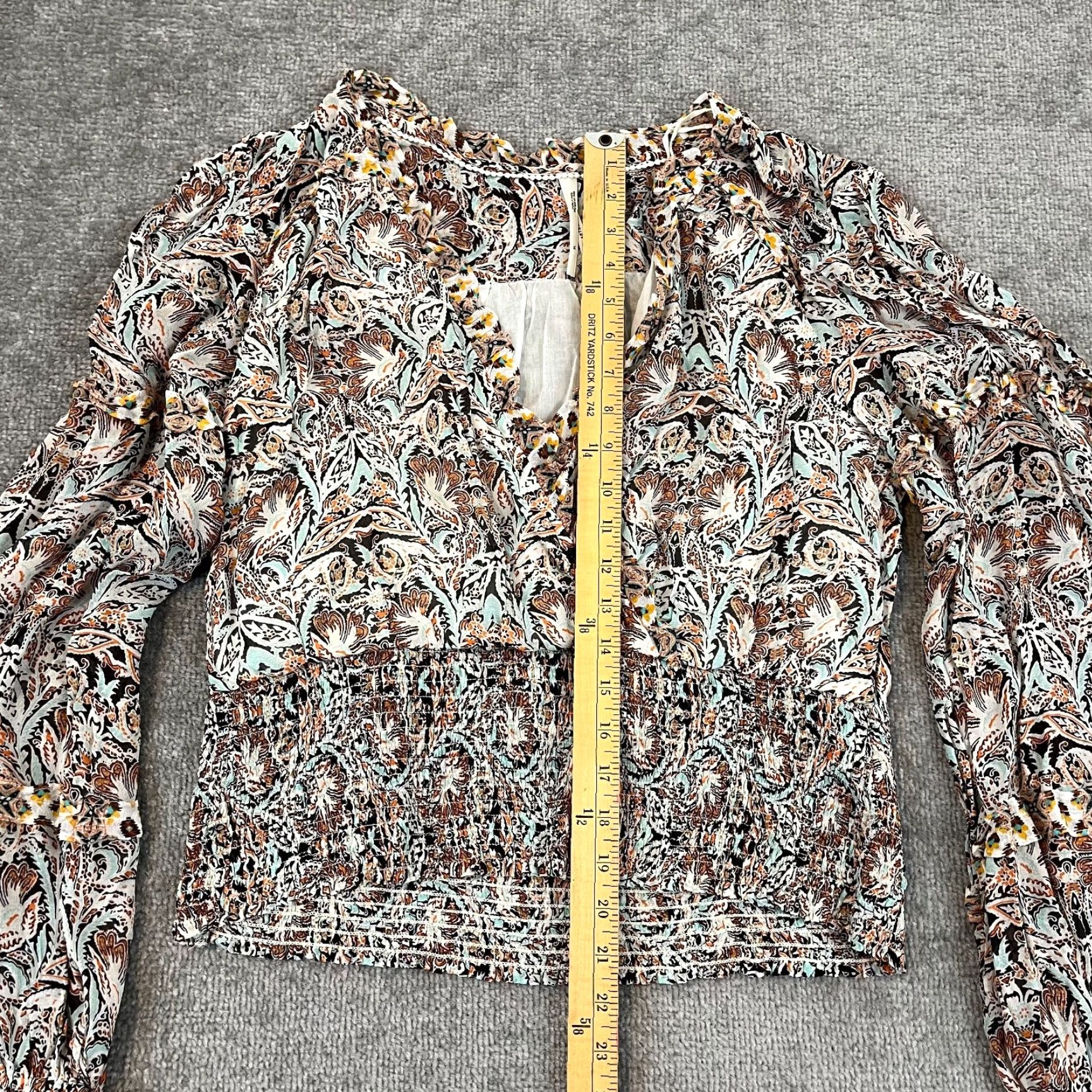 Anthropologie Anthropologie Top Women XL Crop Top Blouse Peasant Boho Surplice V-Neck Ruffled Multicolor Womens Size XL / US 12-14 / IT 48-50 - 4 Thumbnail