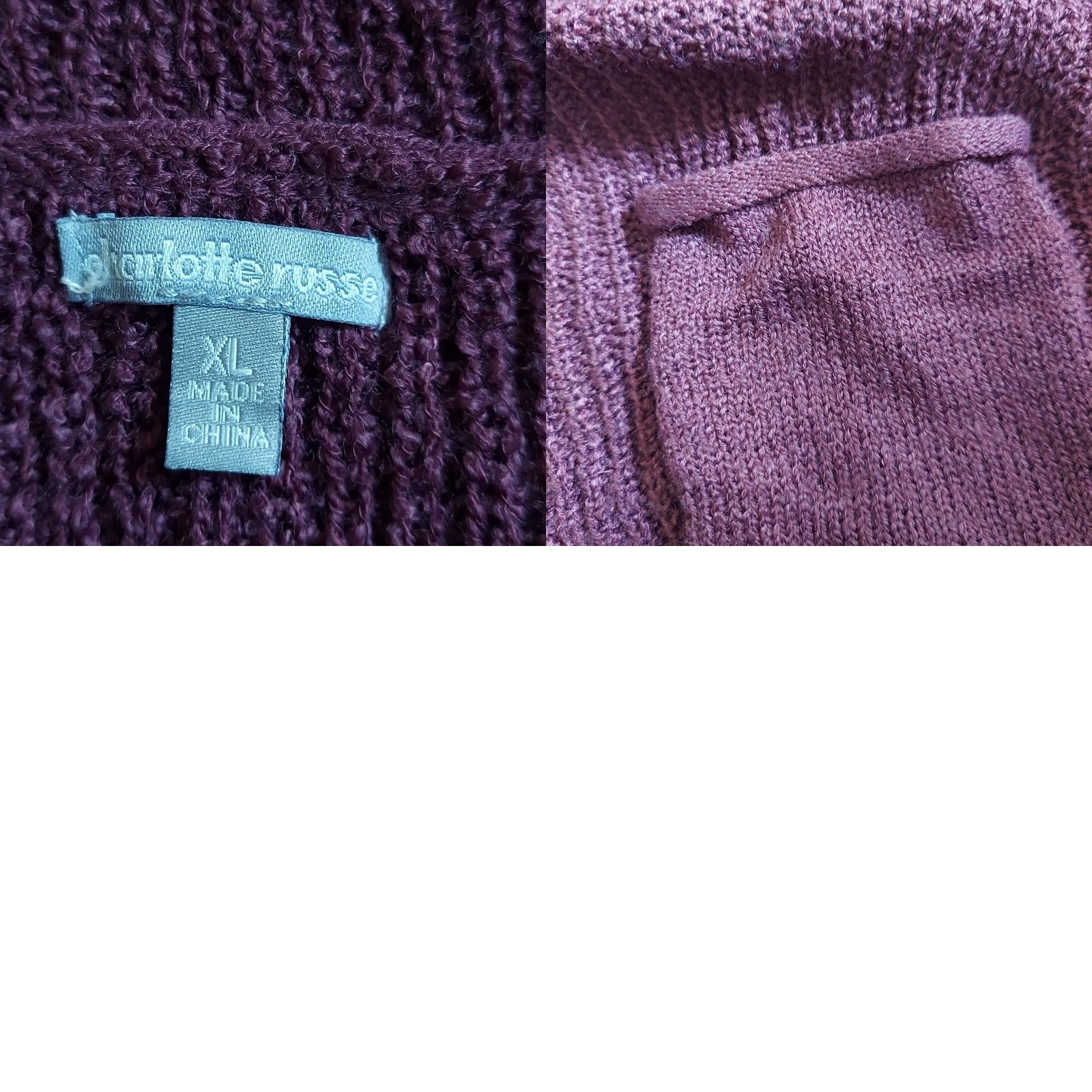 Vintage Charlotte Russe Maroon Burgundy Cropped Knit Sweater XL Womens Retail Size XL / US 12-14 / IT 48-50 - 10 Thumbnail