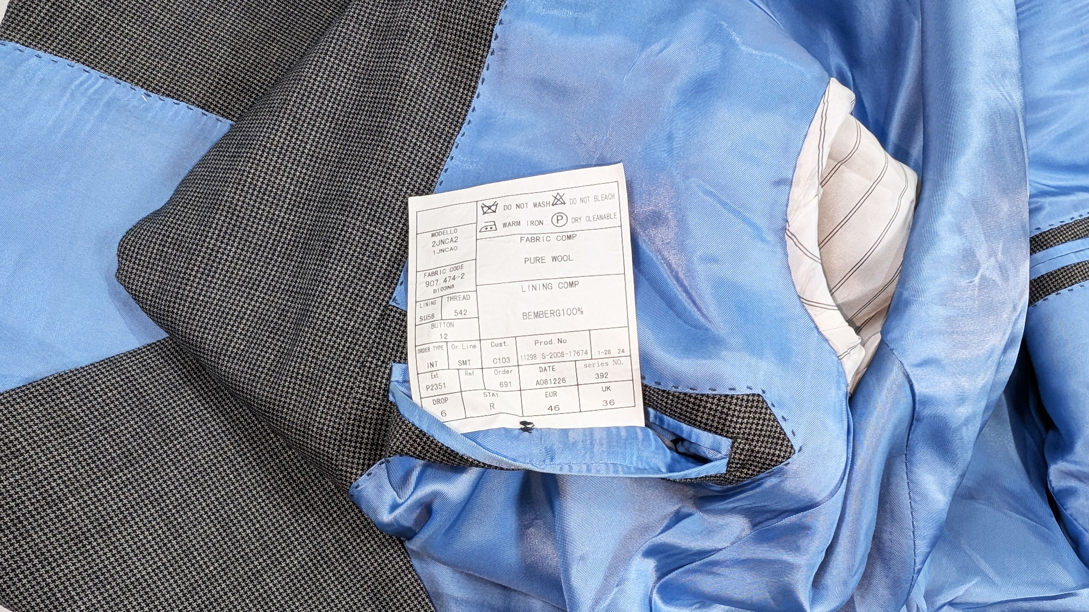 Suitsupply Suitsupply Gray Houndstooth 110's Wool Suit Size 36R Size 36R - 8 Thumbnail