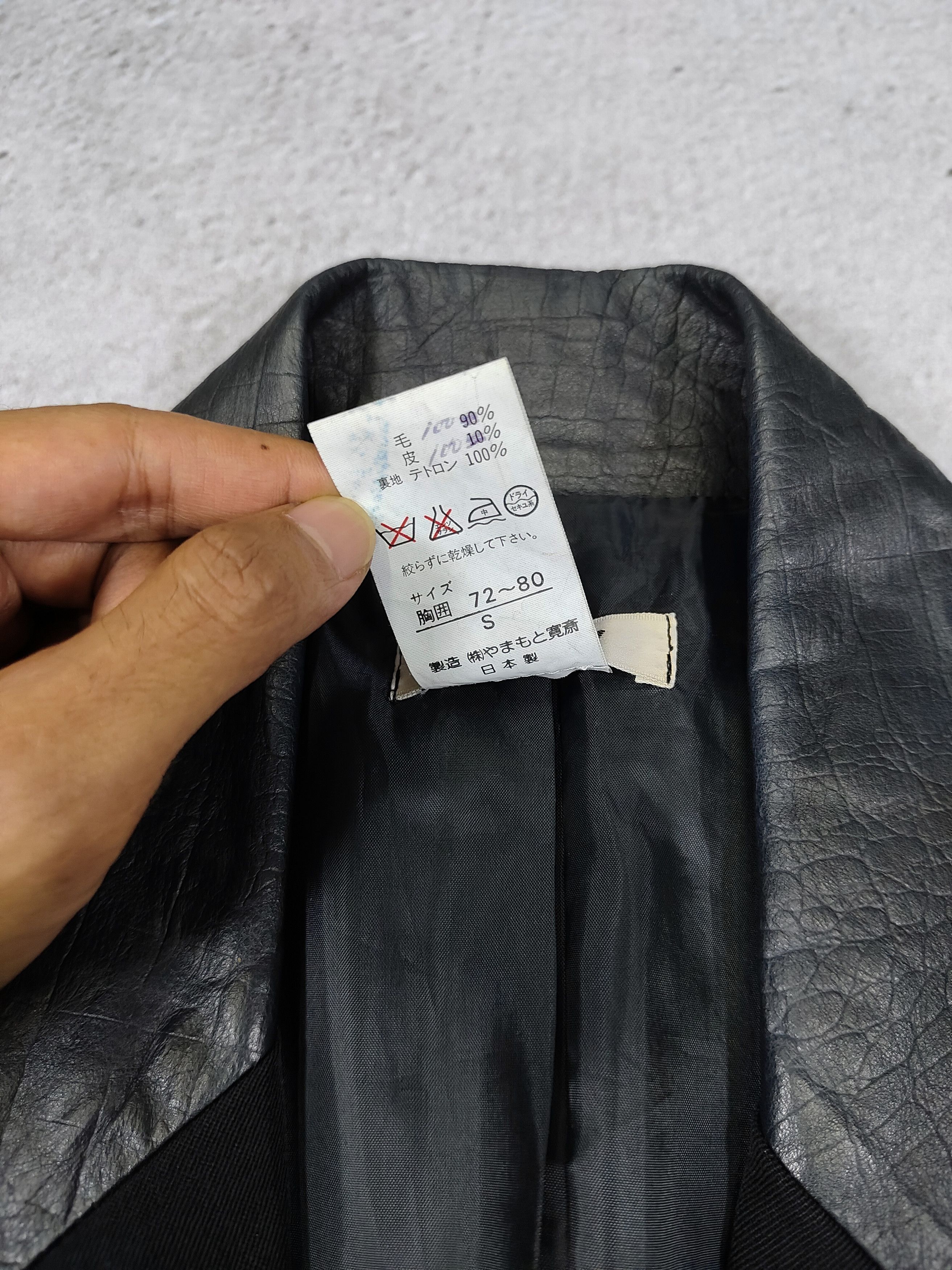 Kansai Yamamoto 80s Kansai- Archived Gothic Minimalist Leather Panel Blazer Size US M / EU 48-50 / 2 - 9 Thumbnail