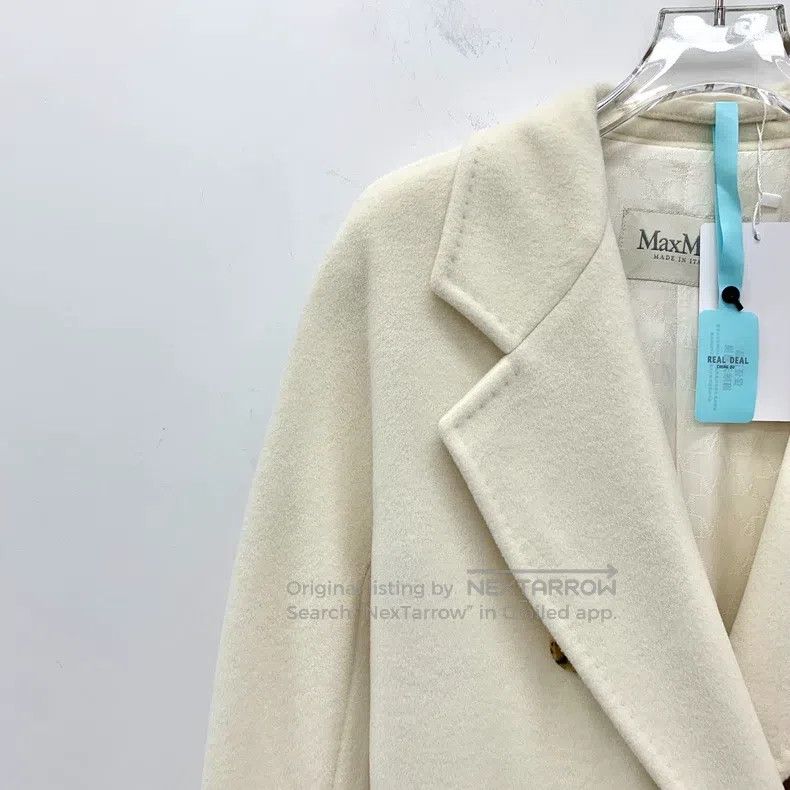 Max Mara Max Mara White Sheep Wool Lapel Double Breasted Long Sleev Size XS / US 0-2 / IT 36-38 - 3 Thumbnail