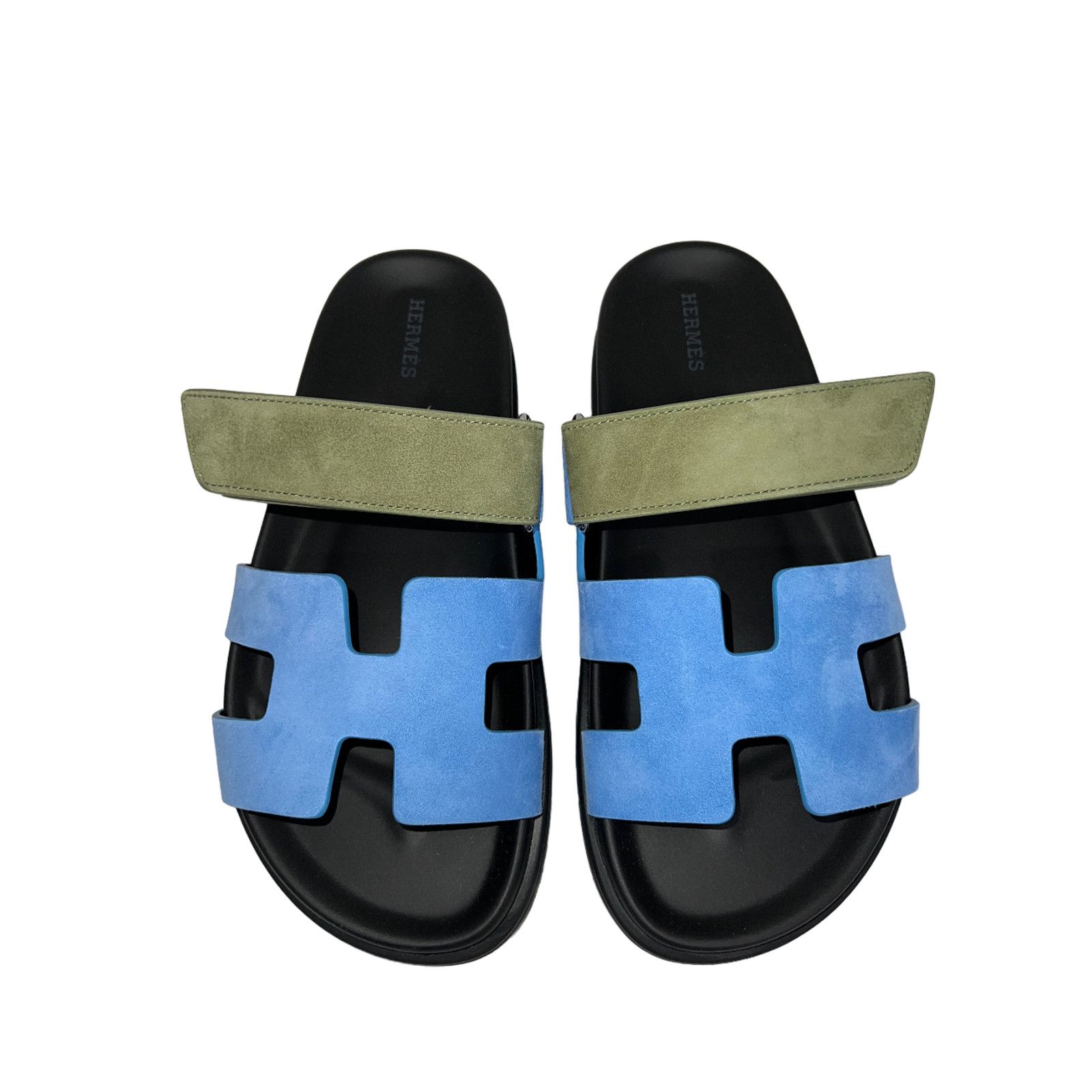 Hermes Hermes Chypre Sandal Blue Cameo Vert Celadon Green Strap Size US 7.5 / IT 37.5 - 8 Thumbnail