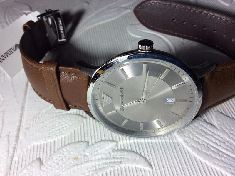 Emporio Armani Emporio Armani men's Silver dial brown leather strap watch Size ONE SIZE - 2 Thumbnail