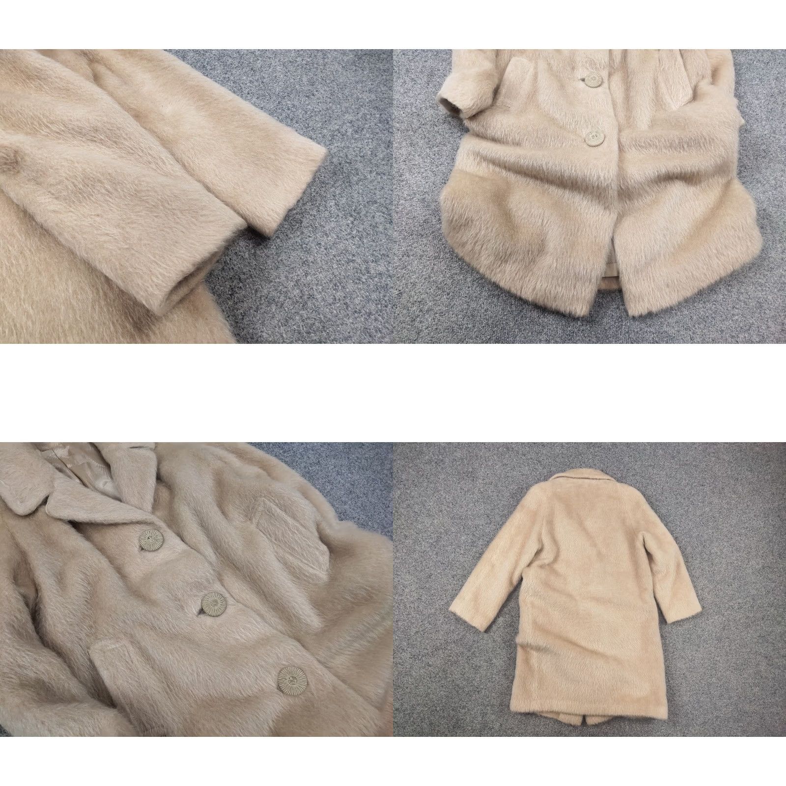 Vintage VINTAGE Luxury Mohair Beige Coat Jacket - 1950s/60s Mod GoGo Mink Fur Buttons - Size M/L - UK ORIGINAL Size M / US 6-8 / IT 42-44 - 8 Thumbnail