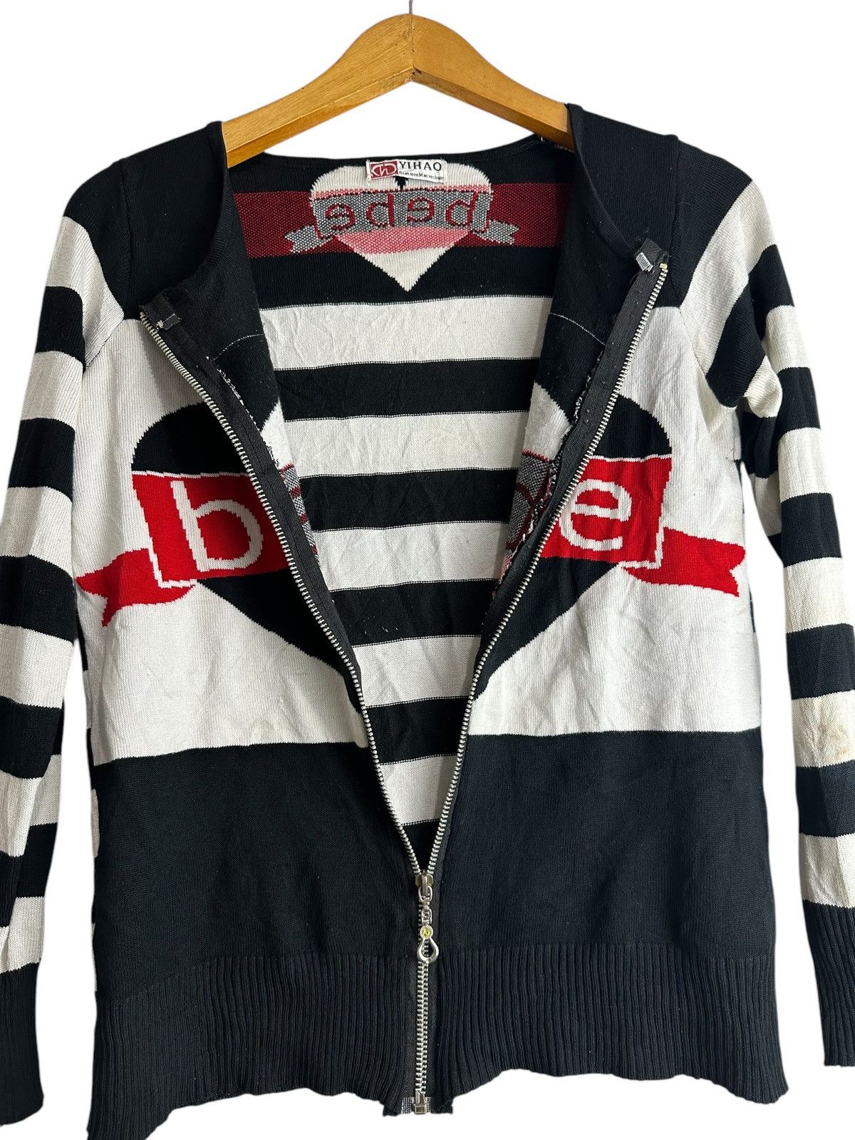 Japanese Brand BEBE STRIPE BLACK AND WHITE ZIPPER KURT COBAIN GRUNGE STYLE Size XS / US 0-2 / IT 36-38 - 6 Thumbnail