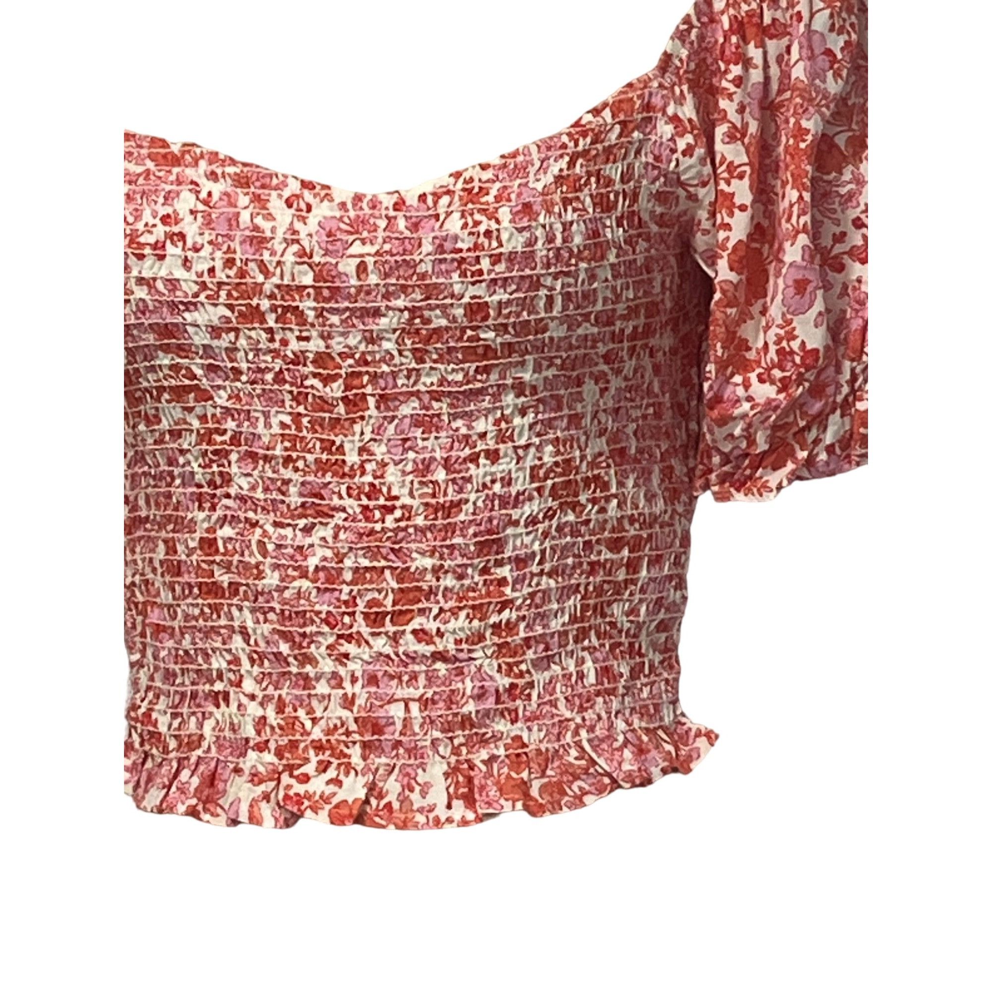 Other Lush Women’s Smocked Bodice Tie-sleeve Printed Blouse, Cream Size XS / US 0-2 / IT 36-38 - 3 Thumbnail