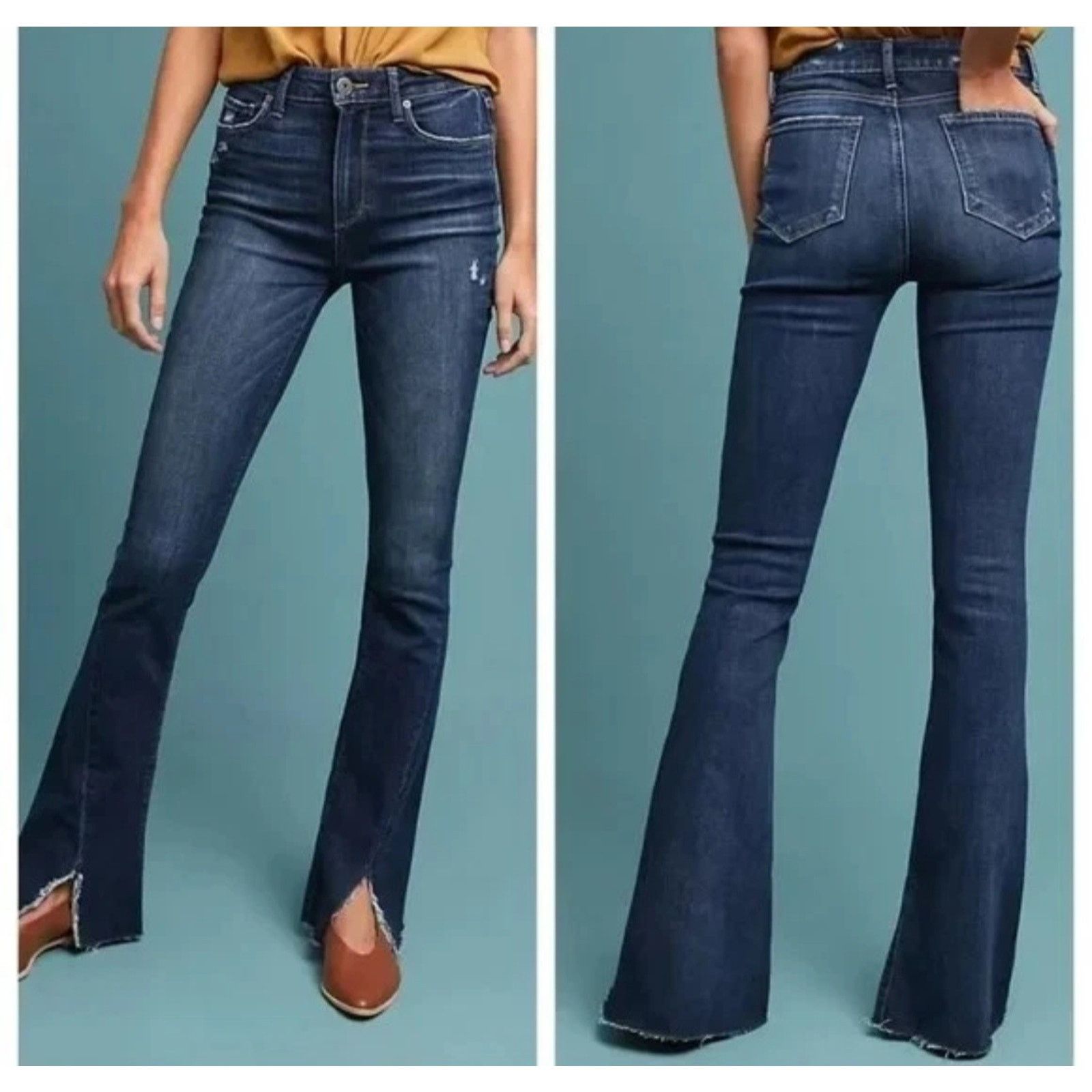 Paige Paige Jeans Womens High Rise Lou Lou Flare Leg Denim 28 Size 28" / US 6 / IT 42 - 1 Thumbnail